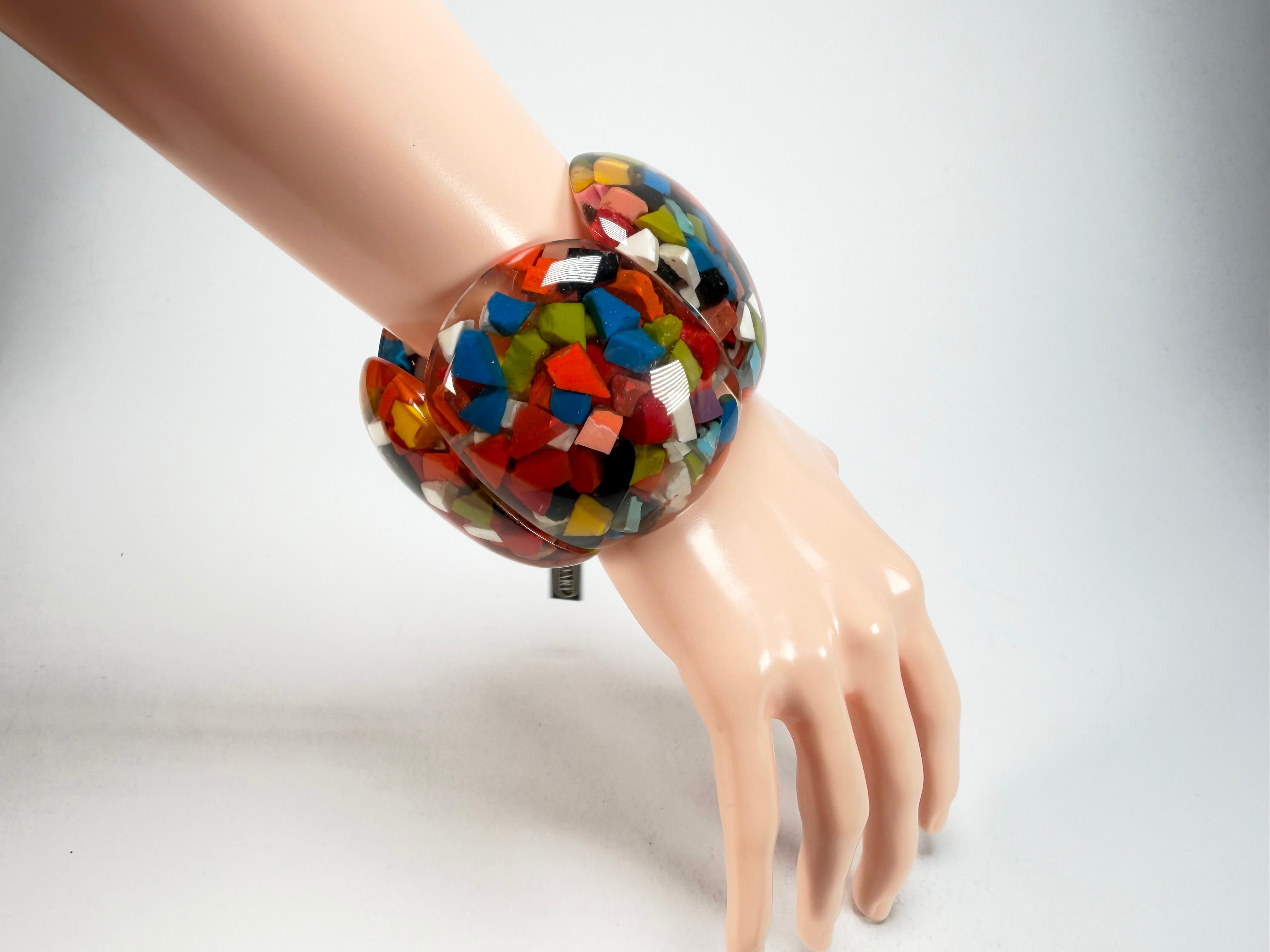 Marion Godart - Confetti "Cinq Pièces" Black + Summer Mix Elasticated Resin Bracelet