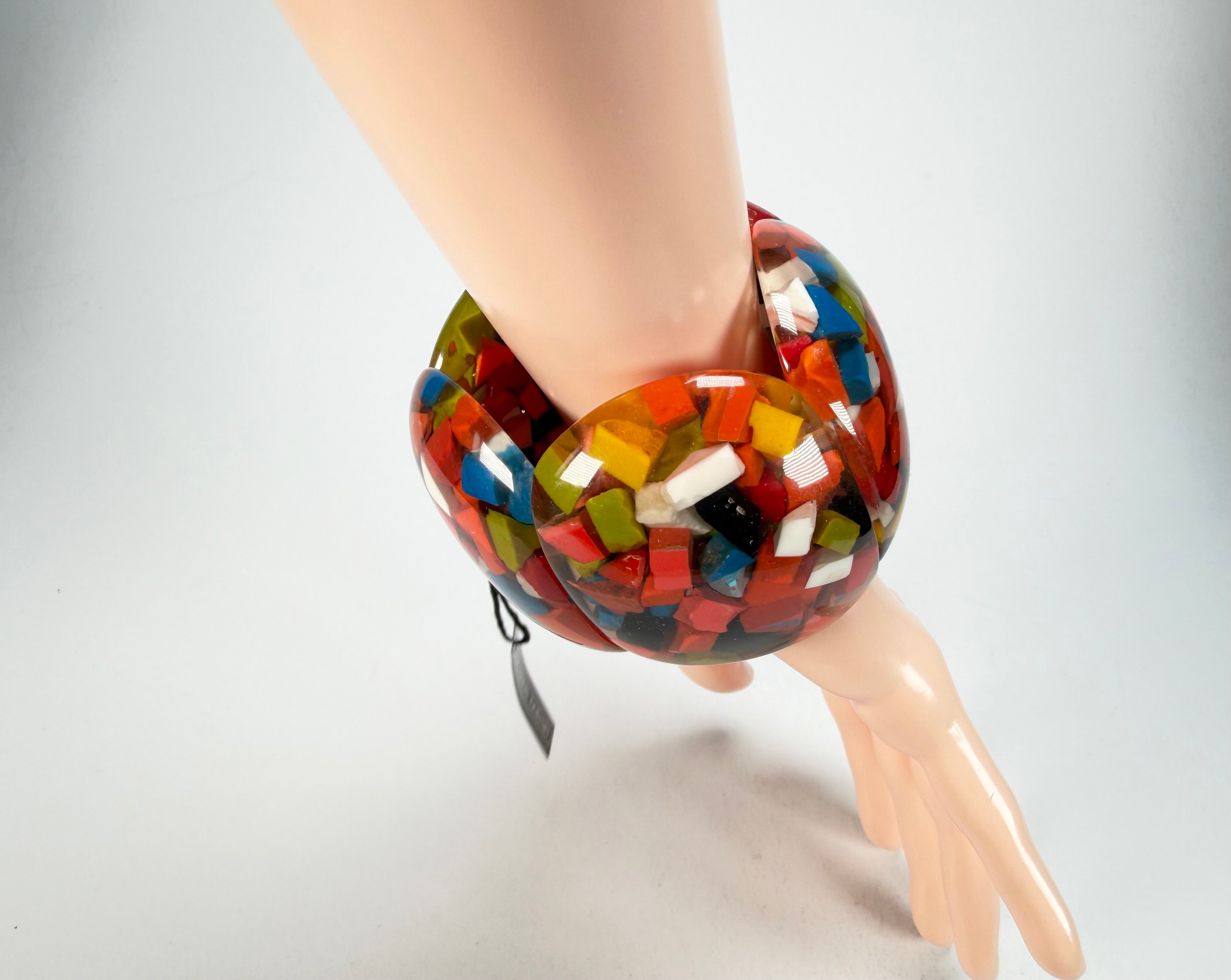 Marion Godart - Confetti "Cinq Pièces" Black + Summer Mix Elasticated Resin Bracelet