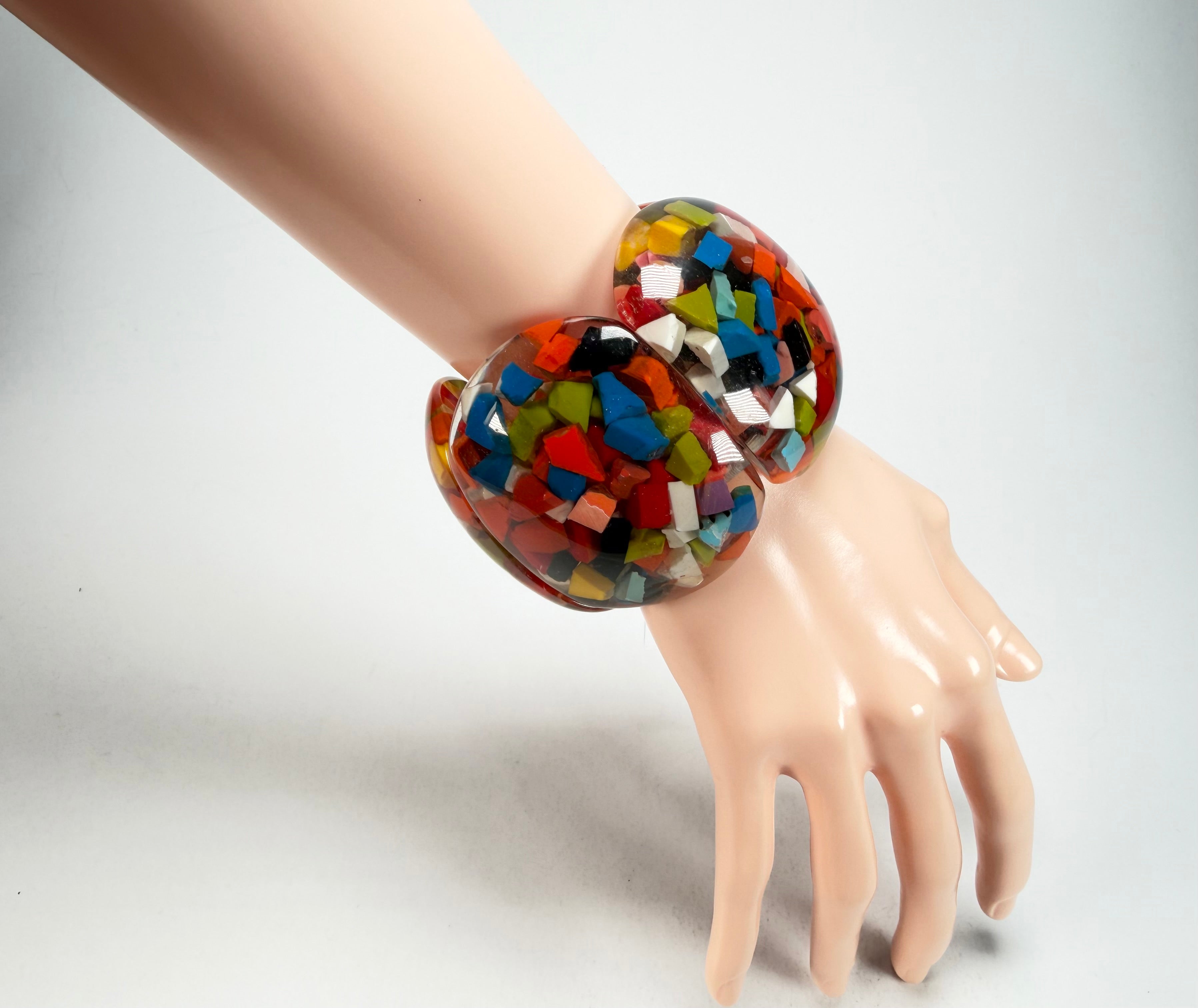 Marion Godart - Confetti "Cinq Pièces" Black + Summer Mix Elasticated Resin Bracelet
