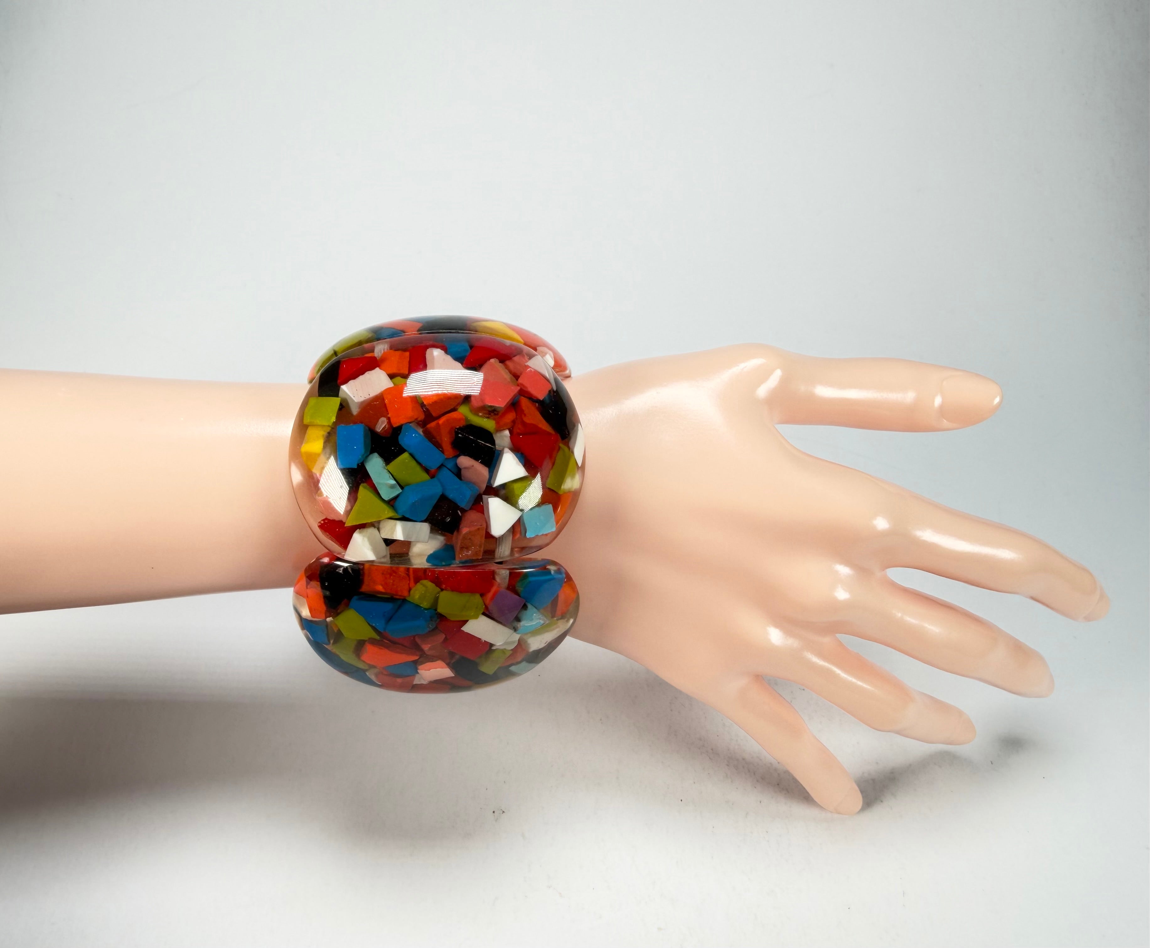 Marion Godart - Confetti "Cinq Pièces" Black + Summer Mix Elasticated Resin Bracelet