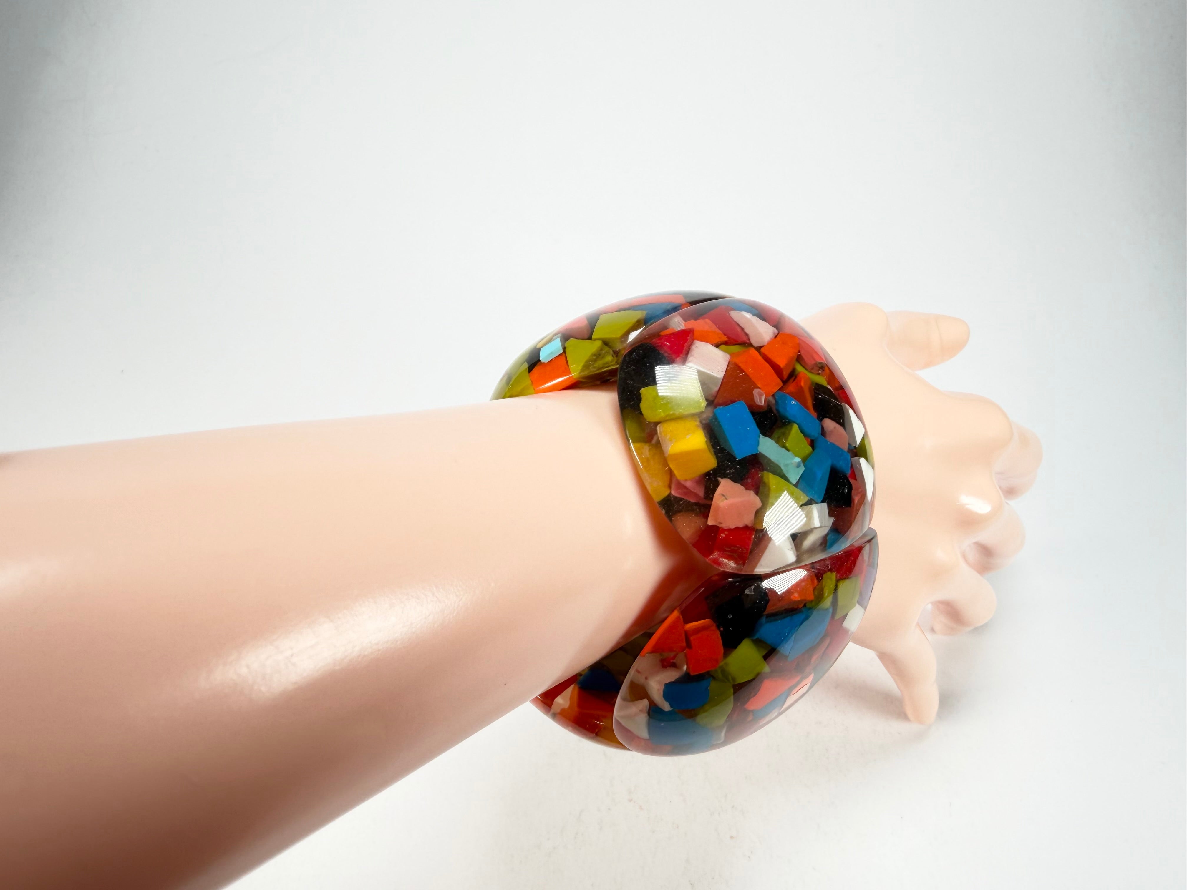 Marion Godart - Confetti "Cinq Pièces" Black + Summer Mix Elasticated Resin Bracelet