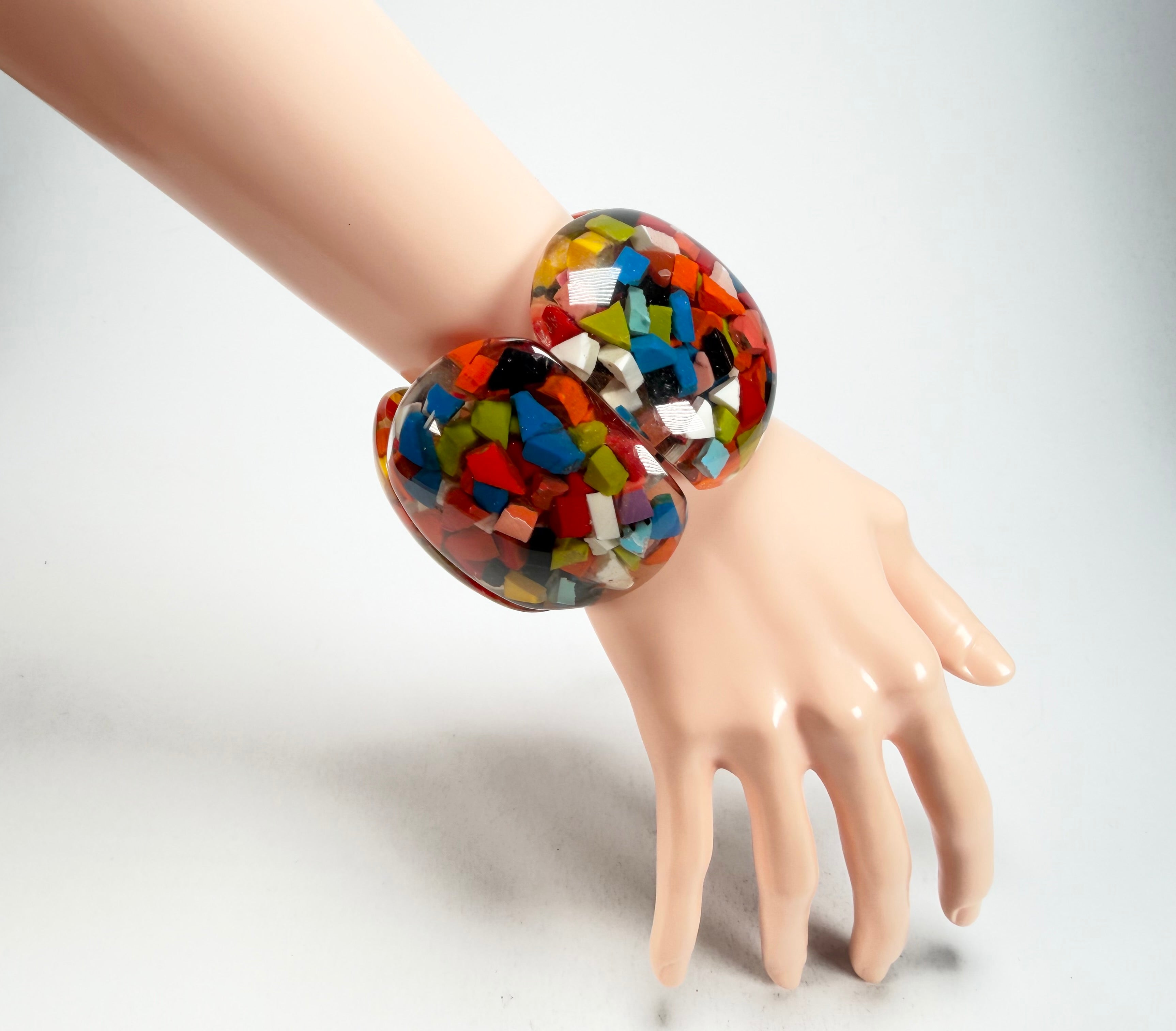 Marion Godart - Confetti "Cinq Pièces" Black + Summer Mix Elasticated Resin Bracelet