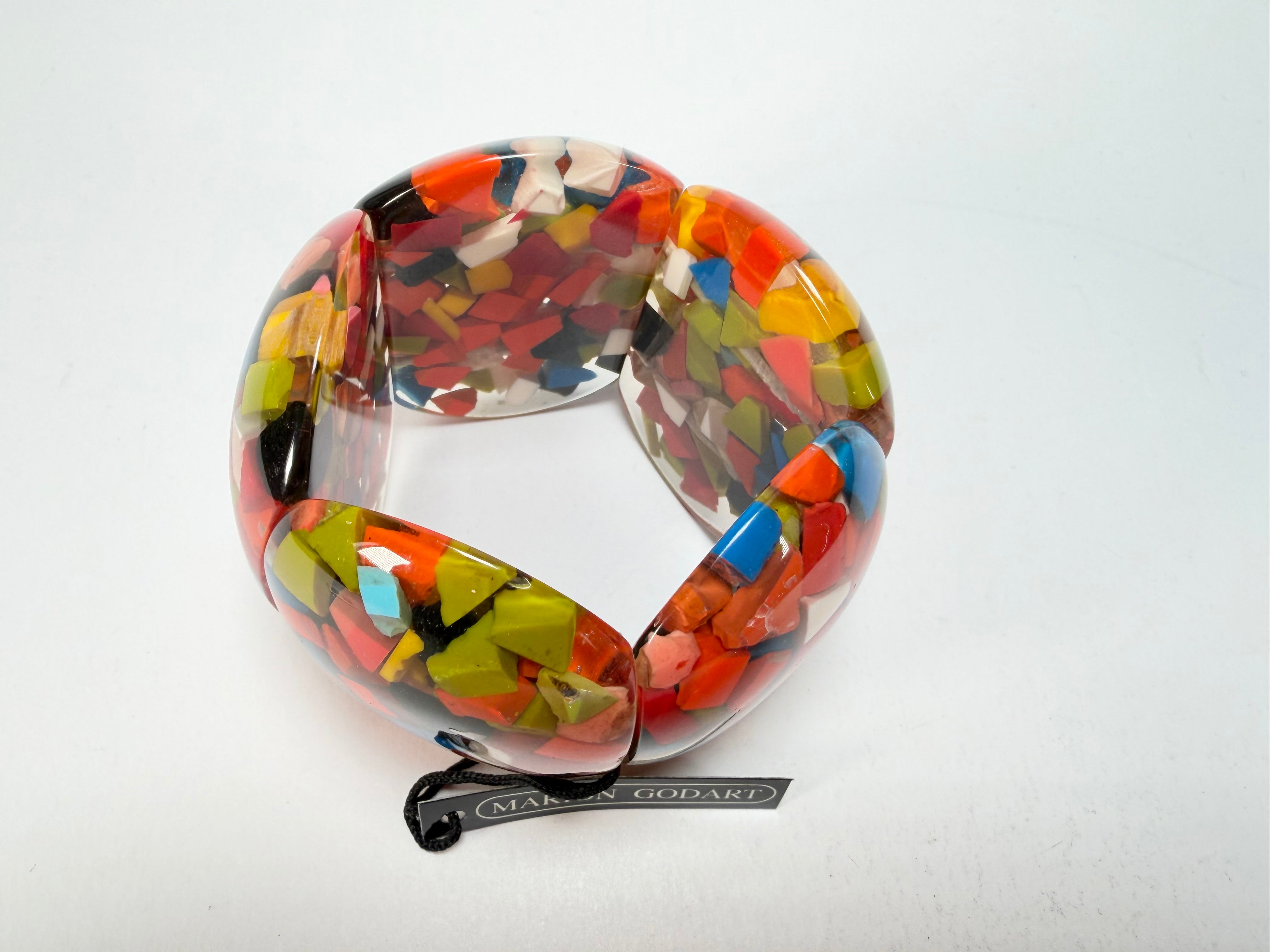Marion Godart - Confetti "Cinq Pièces" Black + Summer Mix Elasticated Resin Bracelet