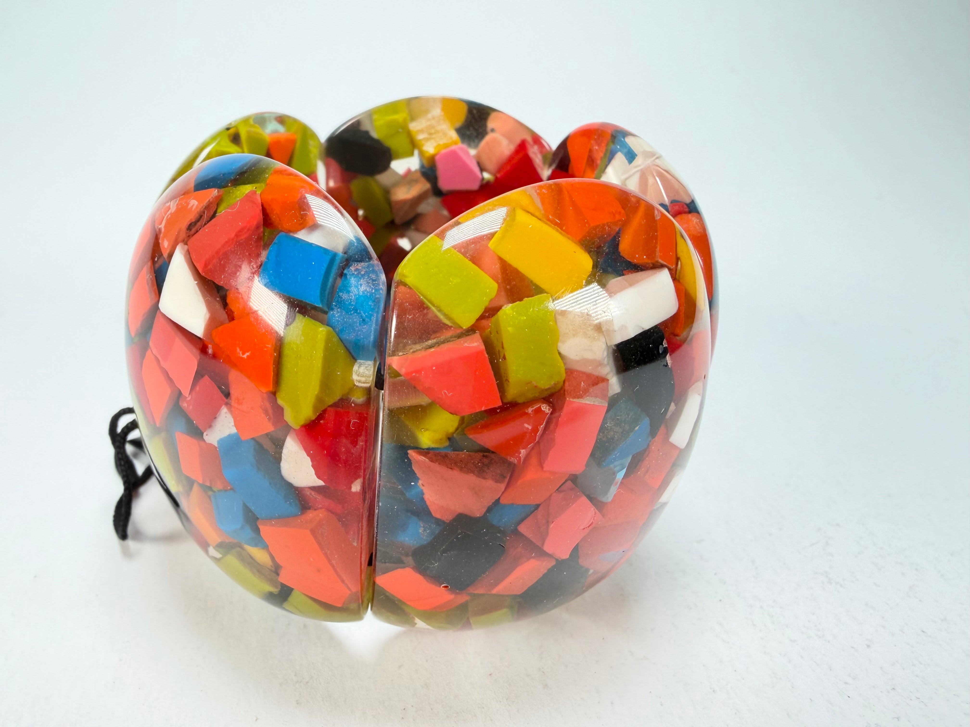 Marion Godart - Confetti "Cinq Pièces" Black + Summer Mix Elasticated Resin Bracelet