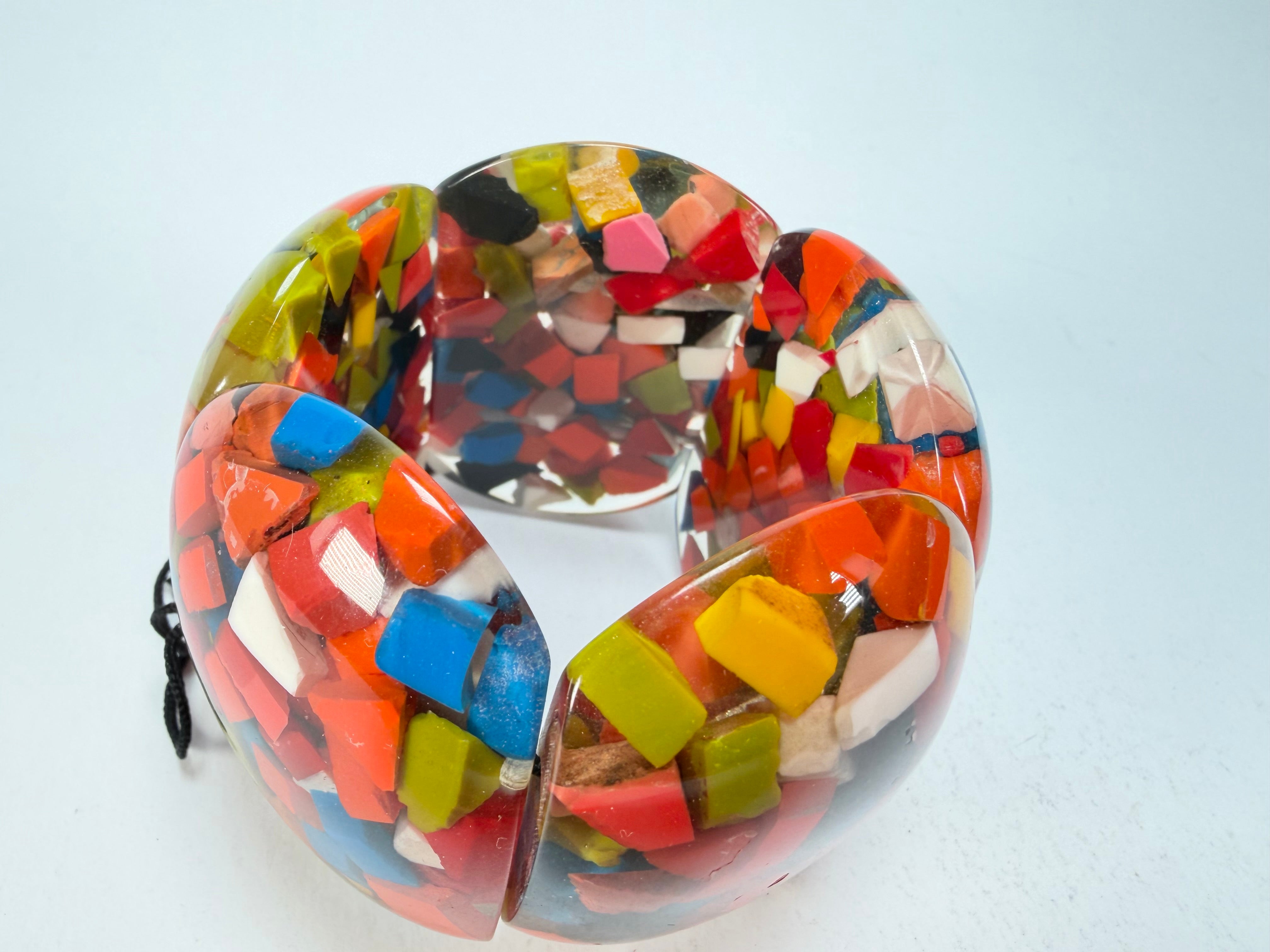 Marion Godart - Confetti "Cinq Pièces" Black + Summer Mix Elasticated Resin Bracelet