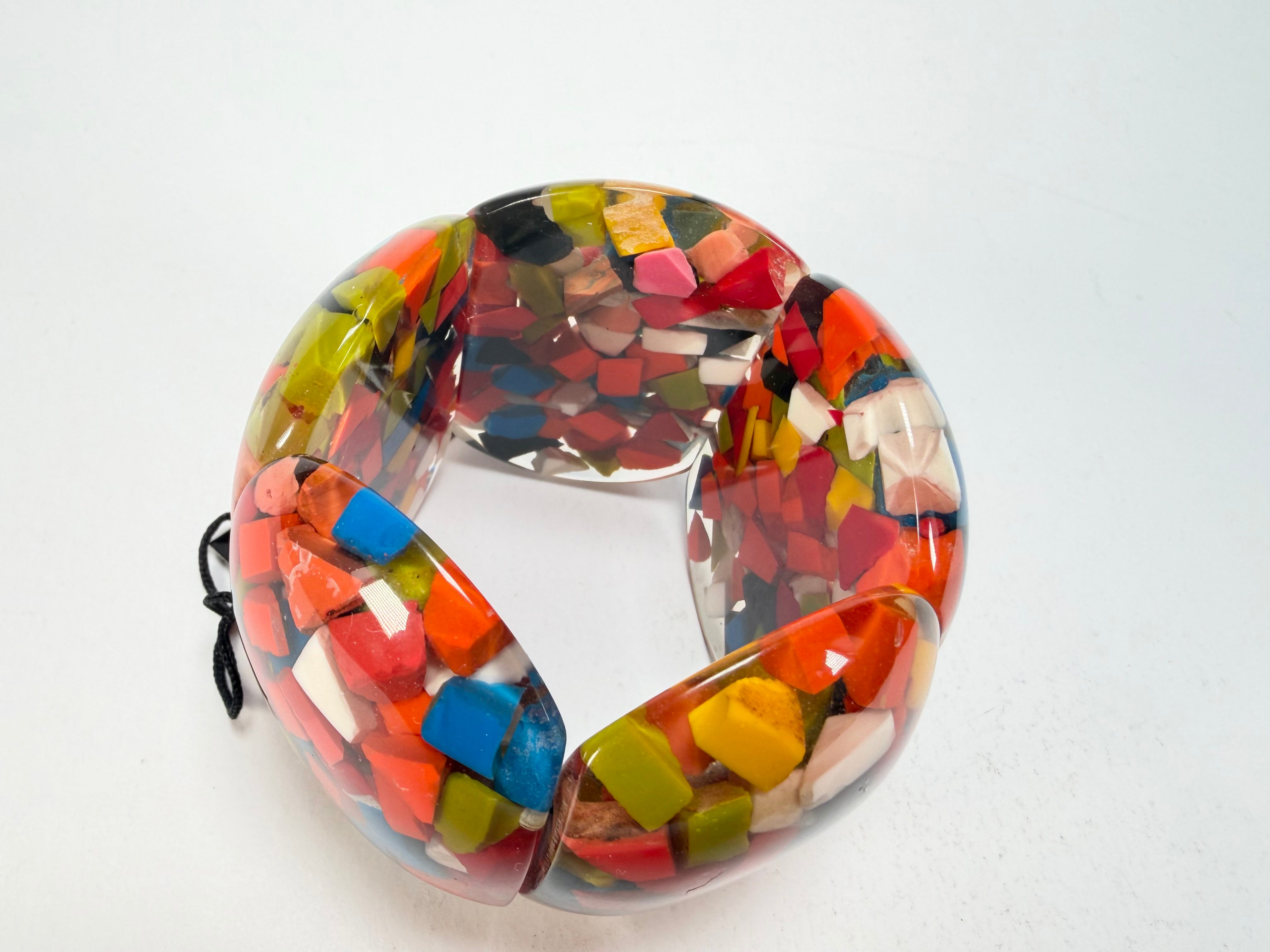 Marion Godart - Confetti "Cinq Pièces" Black + Summer Mix Elasticated Resin Bracelet