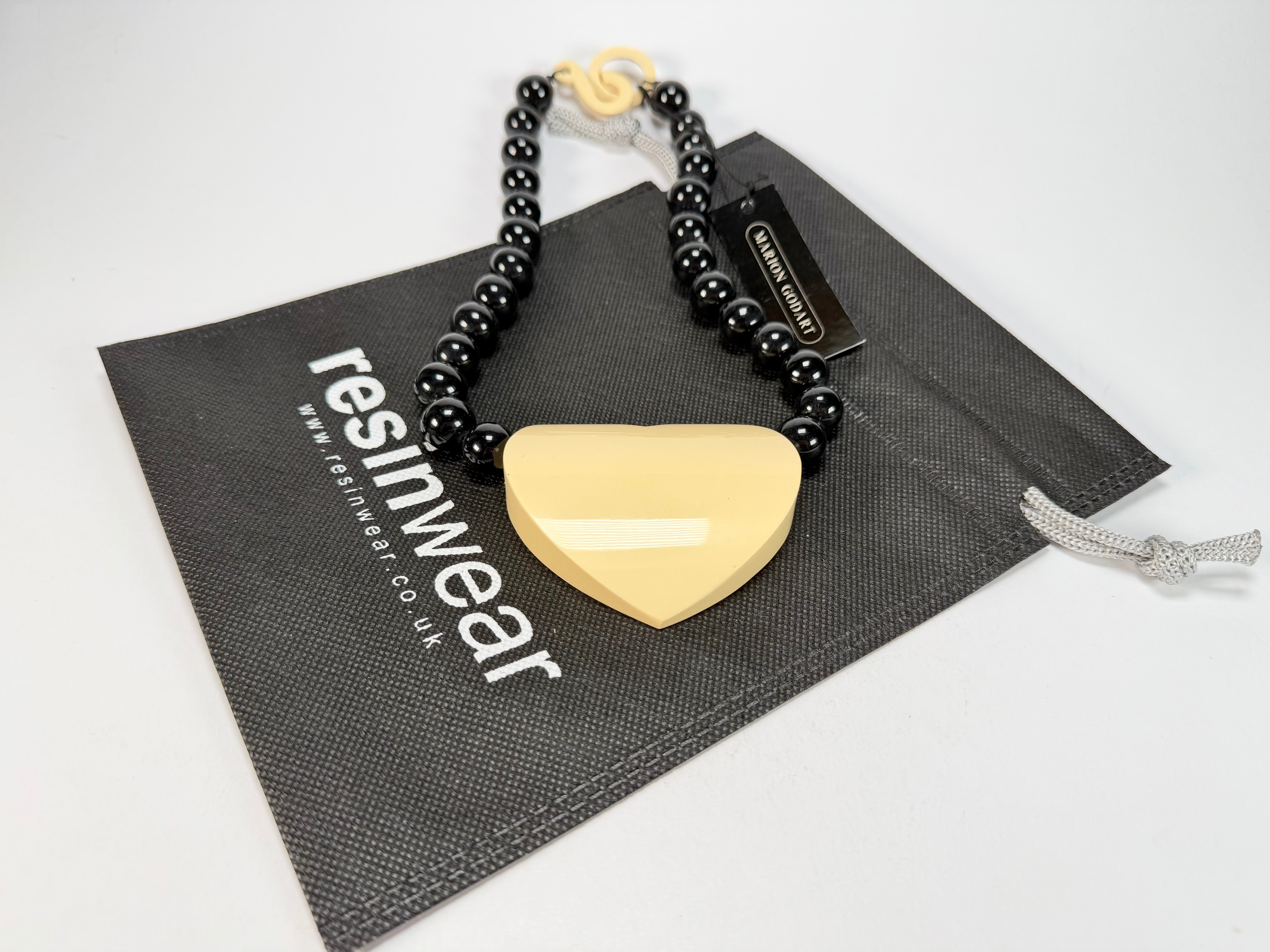 Marion Godart - BSX "Cœur Blanc" Large Heart Pendant Resin Necklace