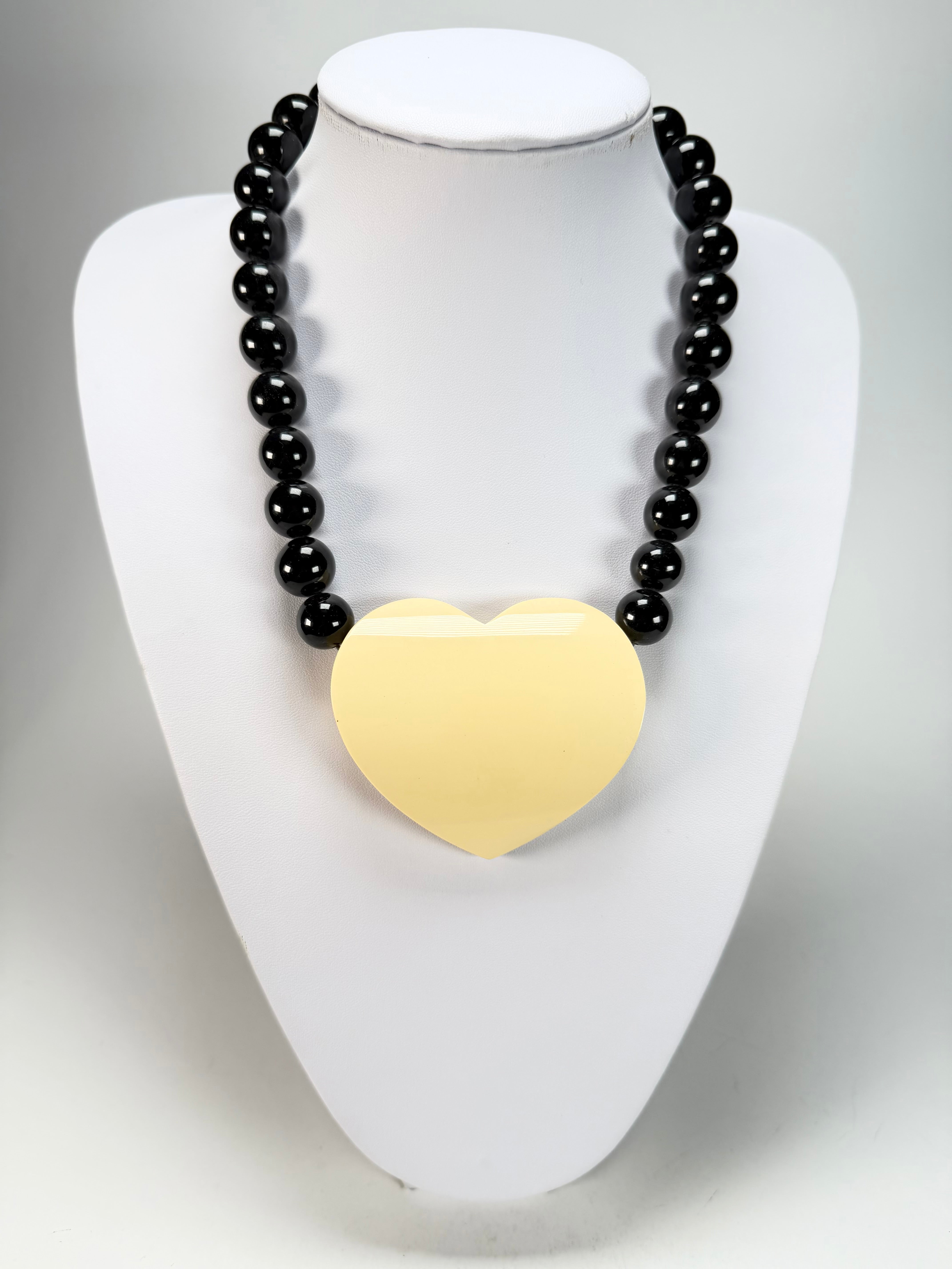Marion Godart - BSX "Cœur Blanc" Large Heart Pendant Resin Necklace