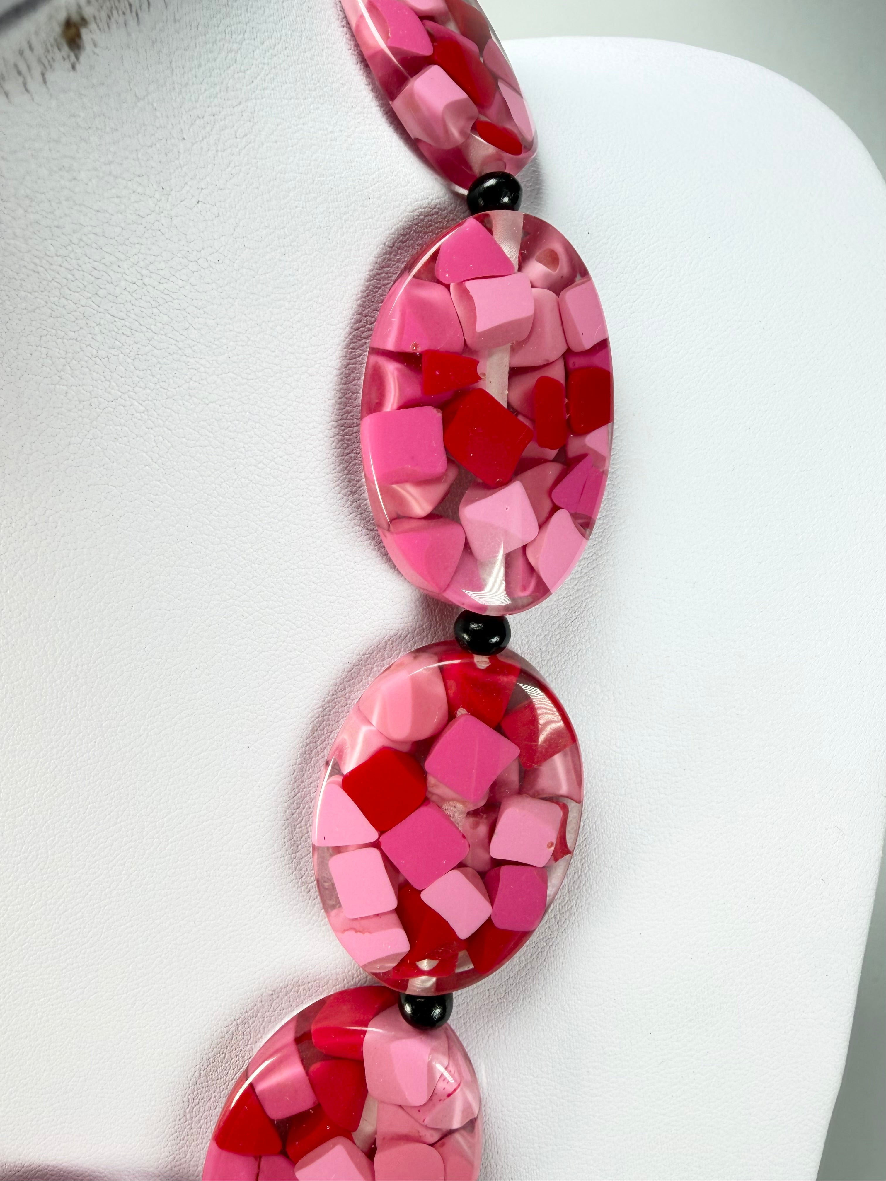Marion Godart - Confetti "Forme Ovale" Pink Mix Resin Necklace
