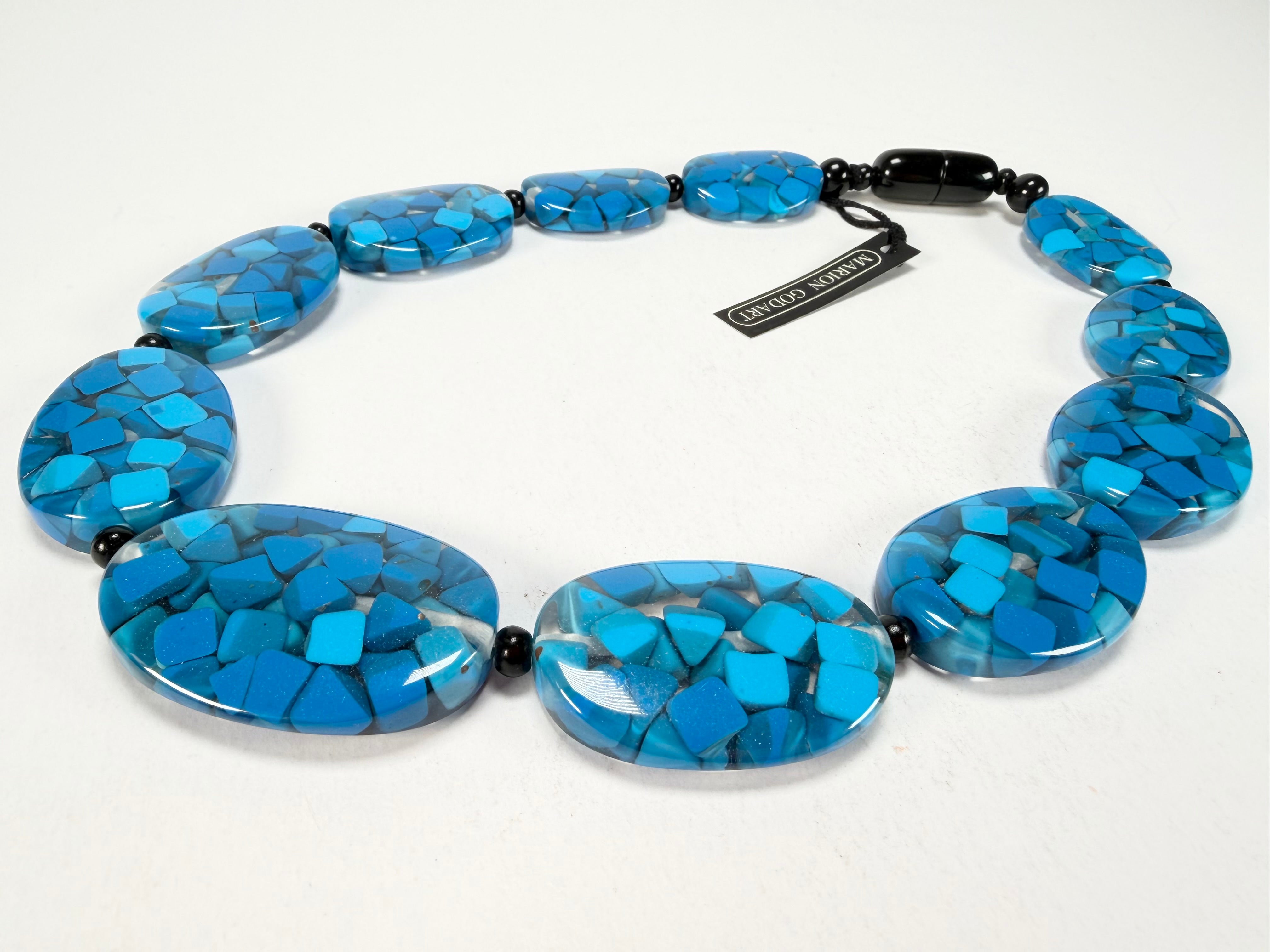 Marion Godart - Confetti "Forme Ovale" Blue Mix Resin Necklace