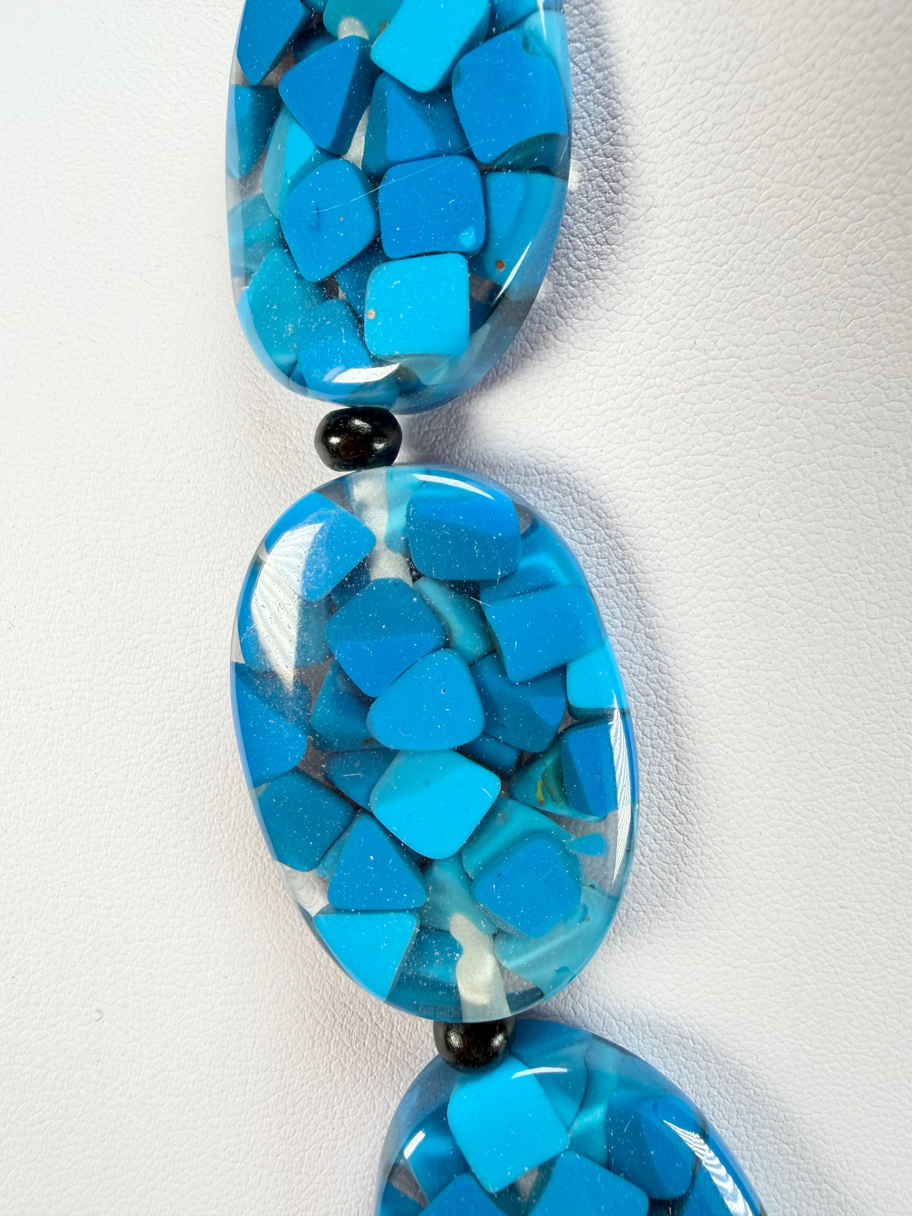 Marion Godart - Confetti "Forme Ovale" Blue Mix Resin Necklace