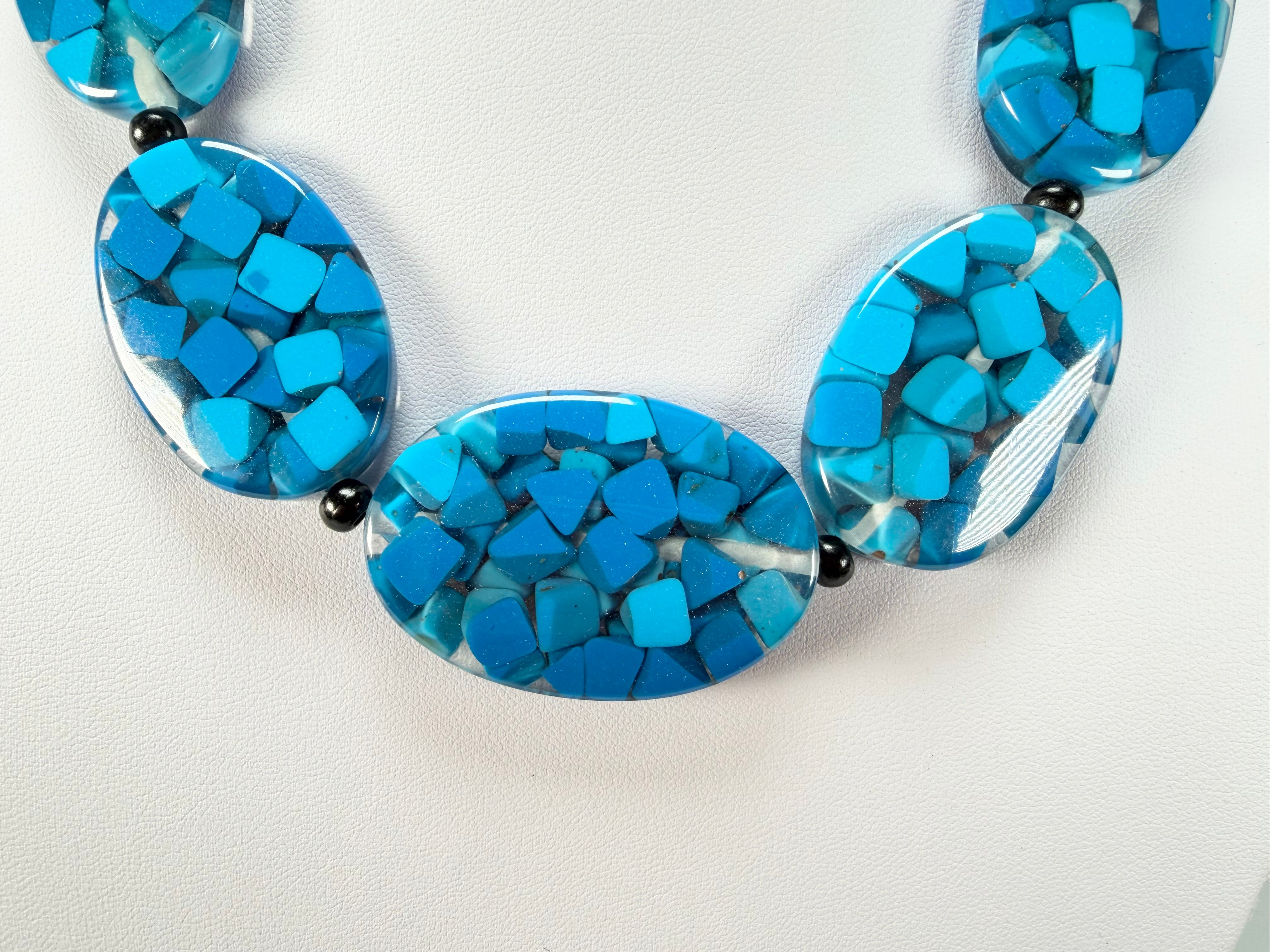 Marion Godart - Confetti "Forme Ovale" Blue Mix Resin Necklace