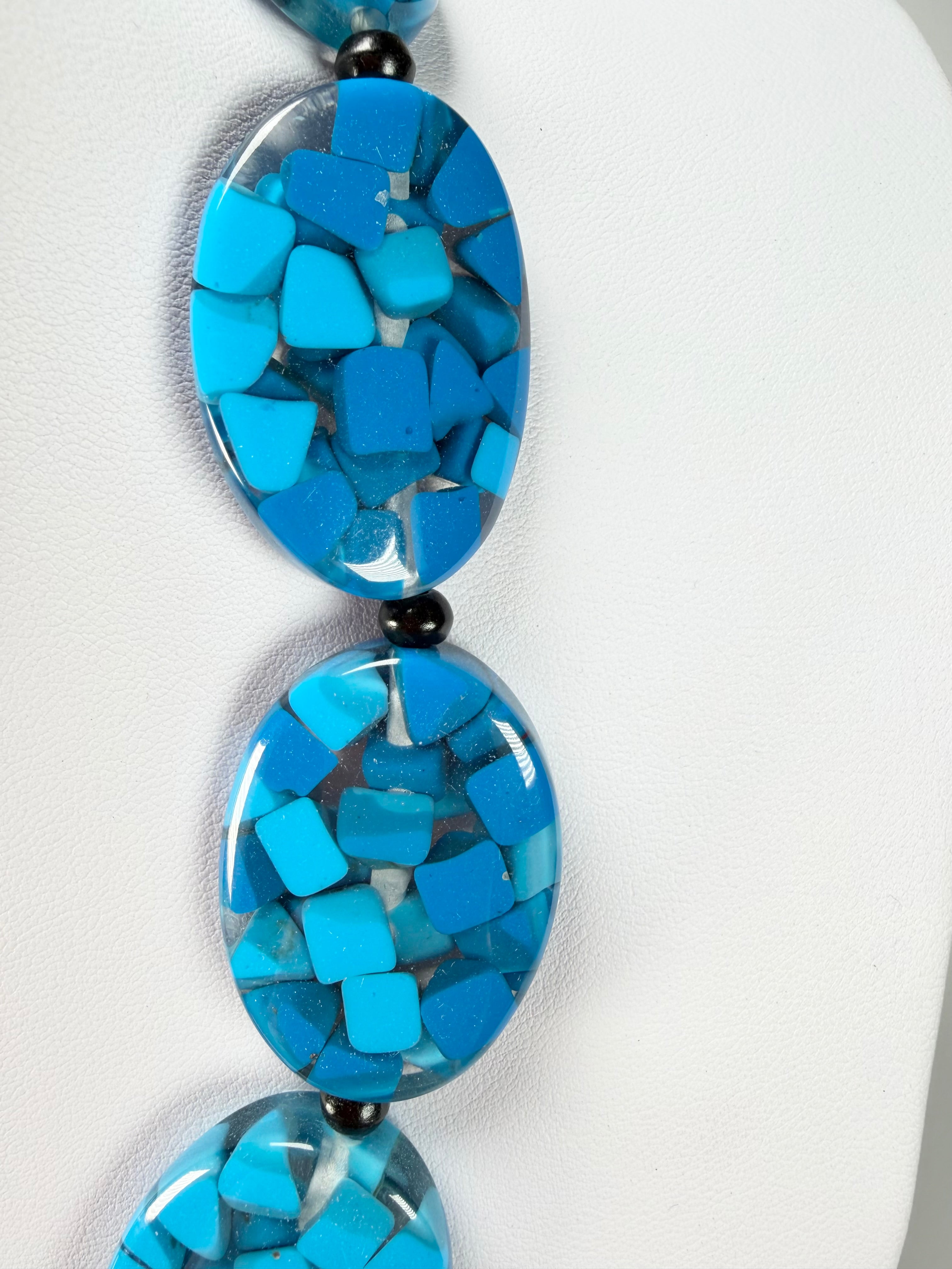 Marion Godart - Confetti "Forme Ovale" Blue Mix Resin Necklace