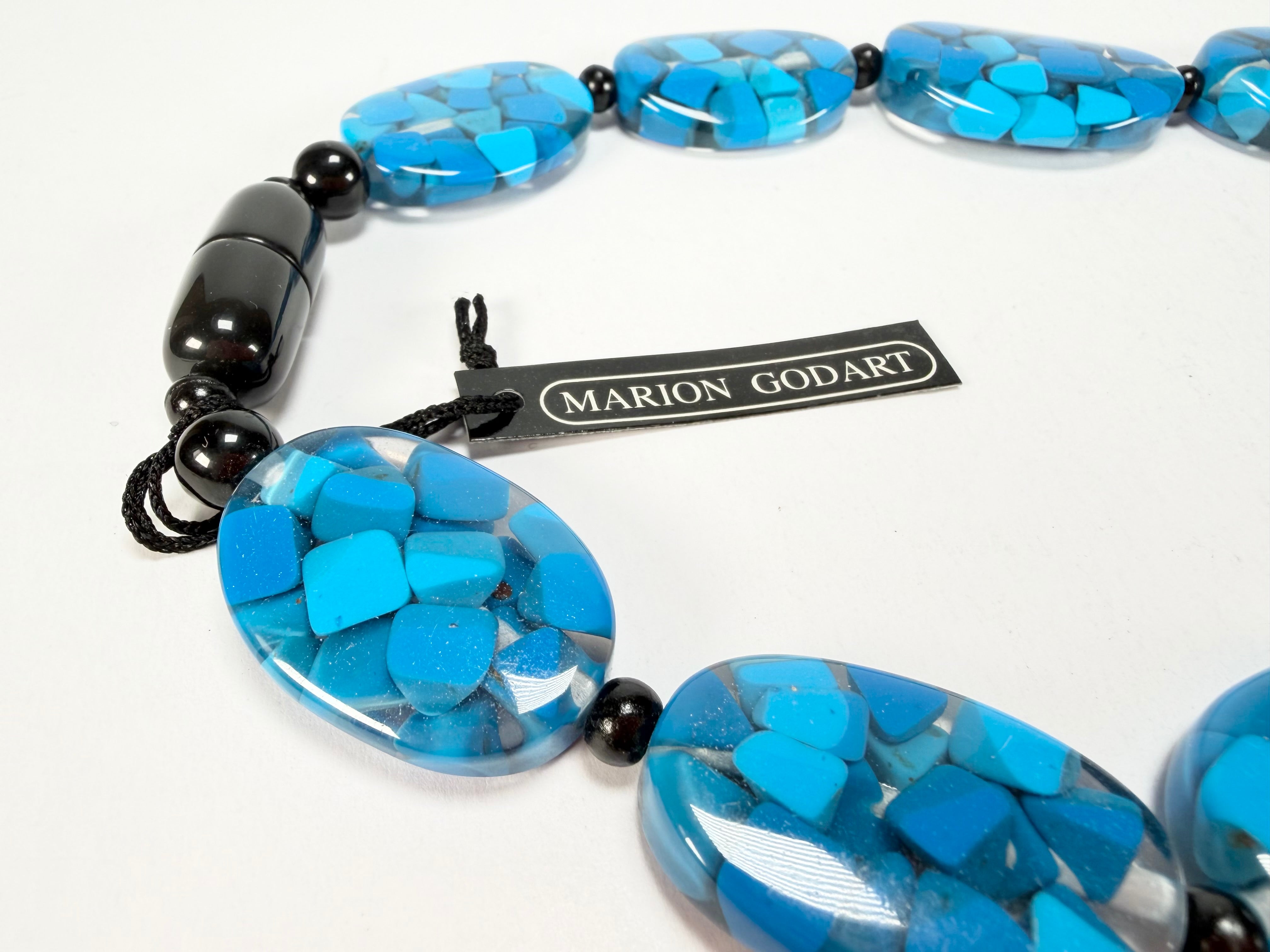 Marion Godart - Confetti "Forme Ovale" Blue Mix Resin Necklace