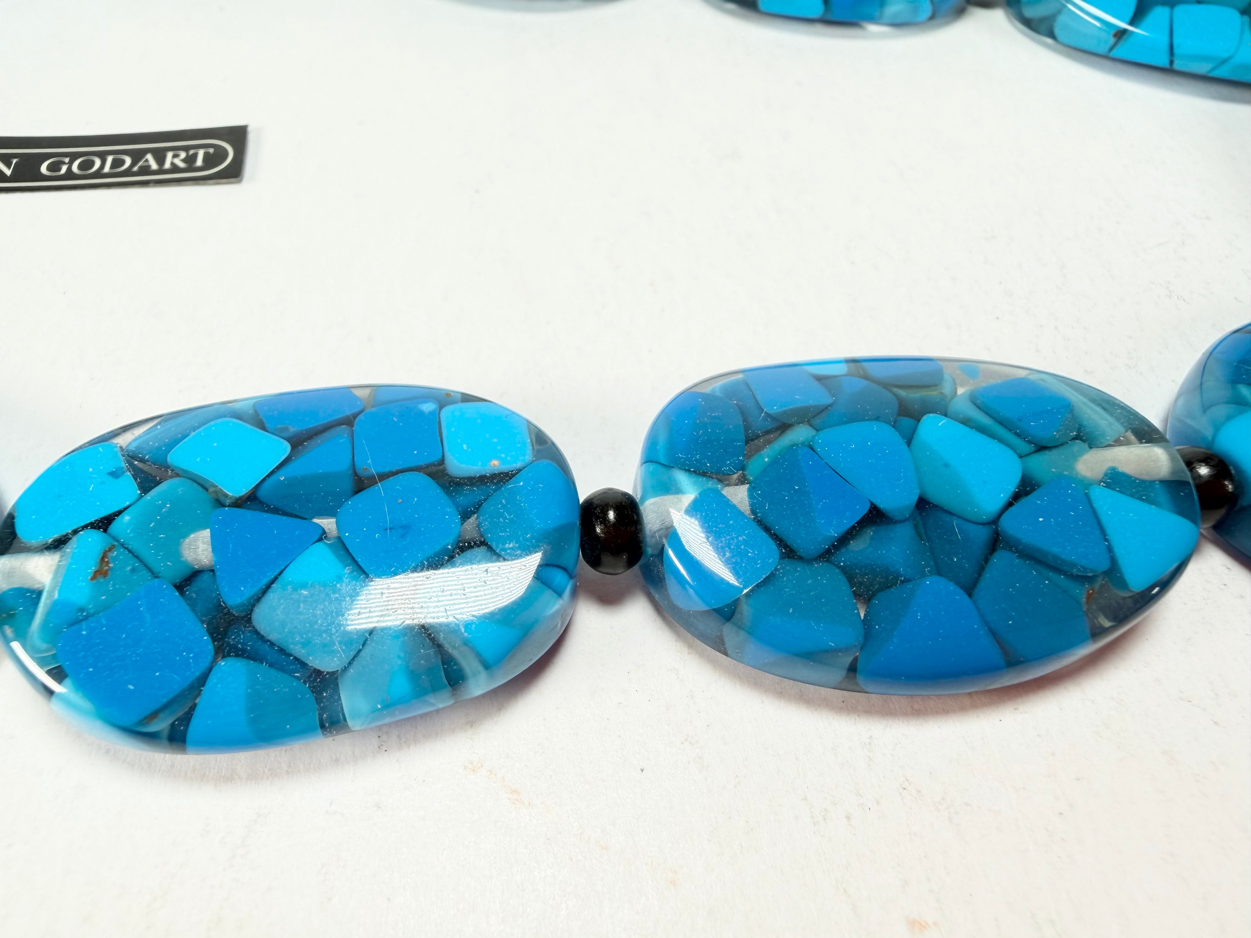 Marion Godart - Confetti "Forme Ovale" Blue Mix Resin Necklace