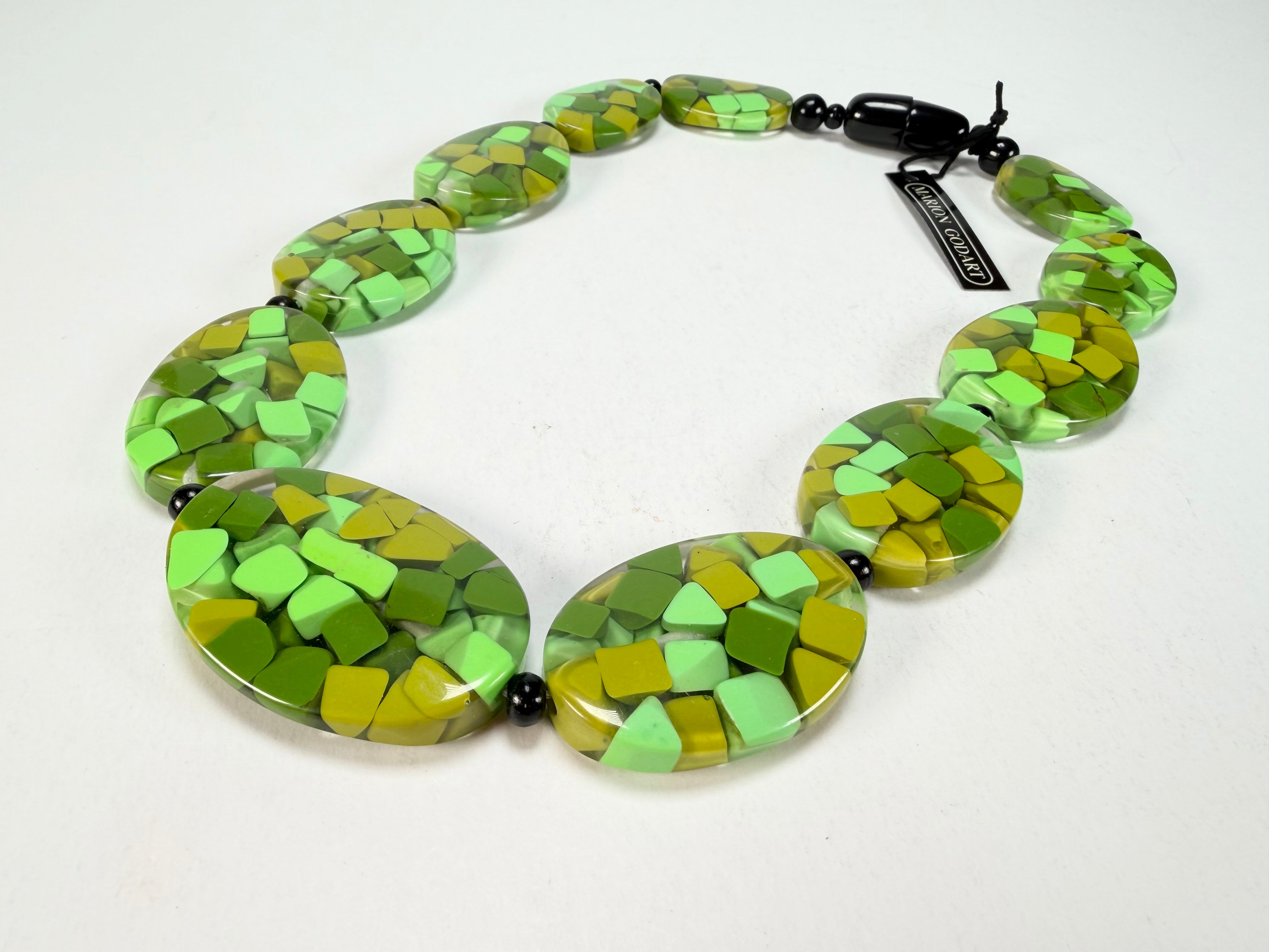 Marion Godart - Confetti "Forme Ovale" Green Mix Resin Necklace
