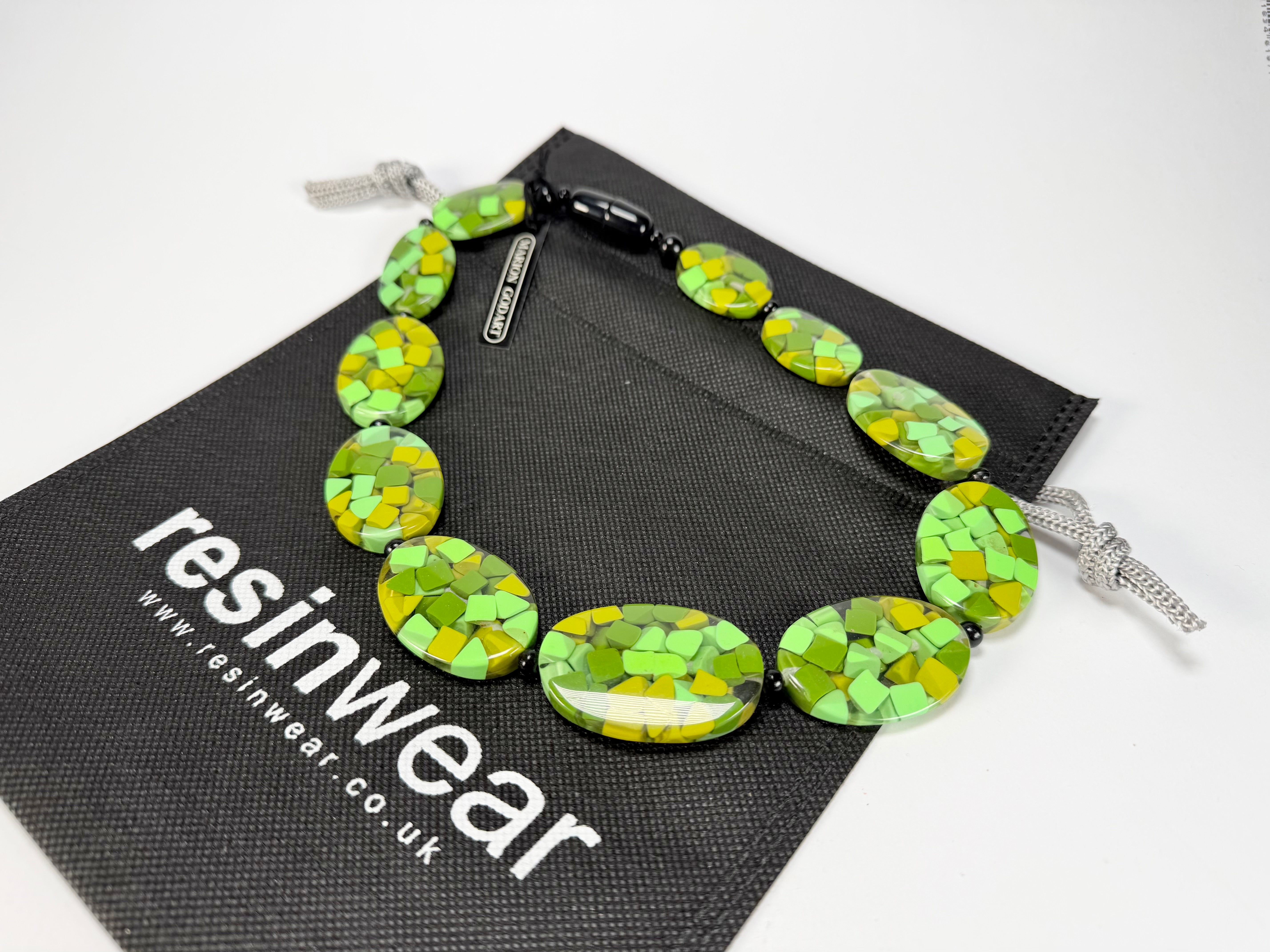 Marion Godart - Confetti "Forme Ovale" Green Mix Resin Necklace