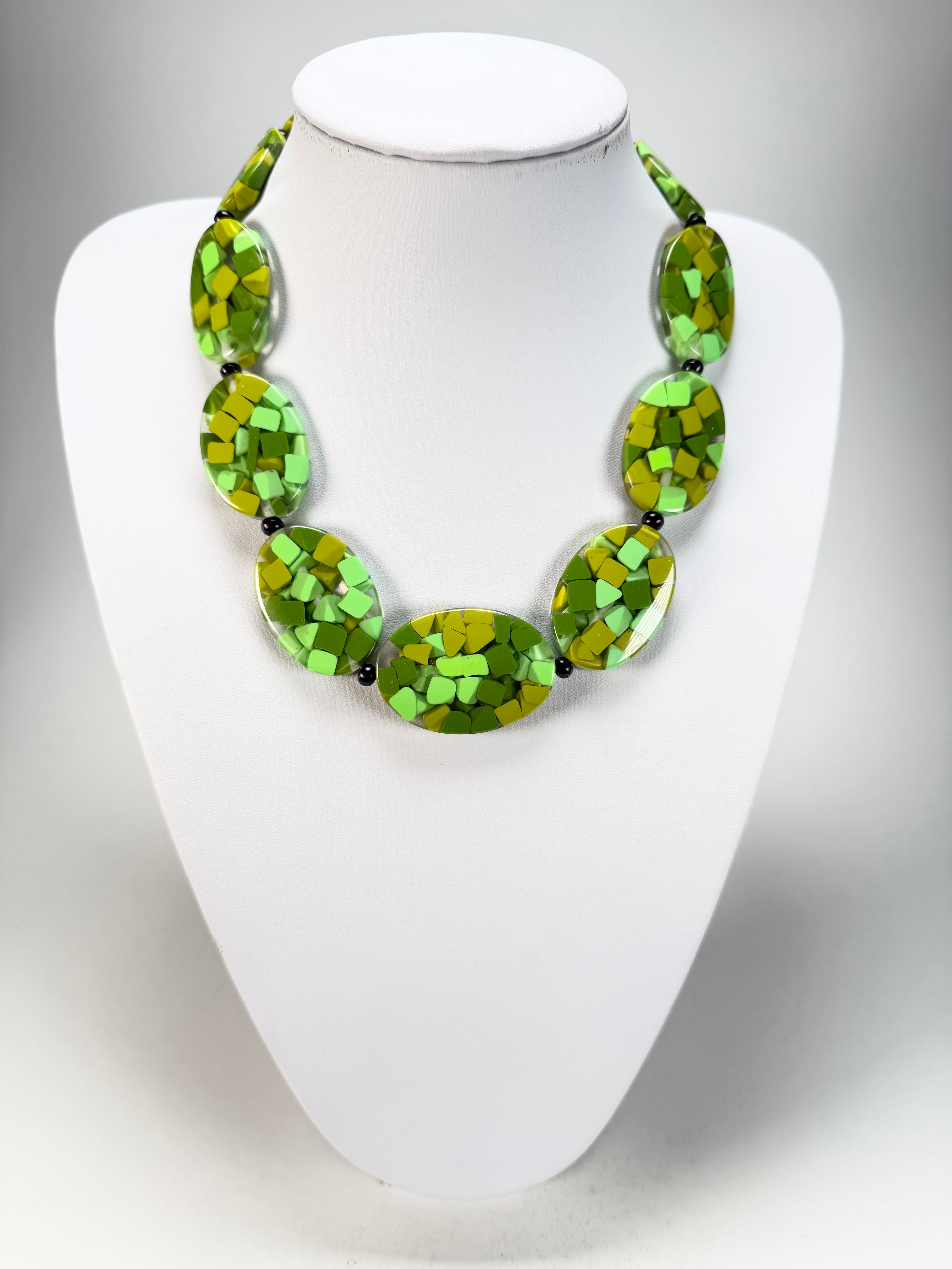 Marion Godart - Confetti "Forme Ovale" Green Mix Resin Necklace