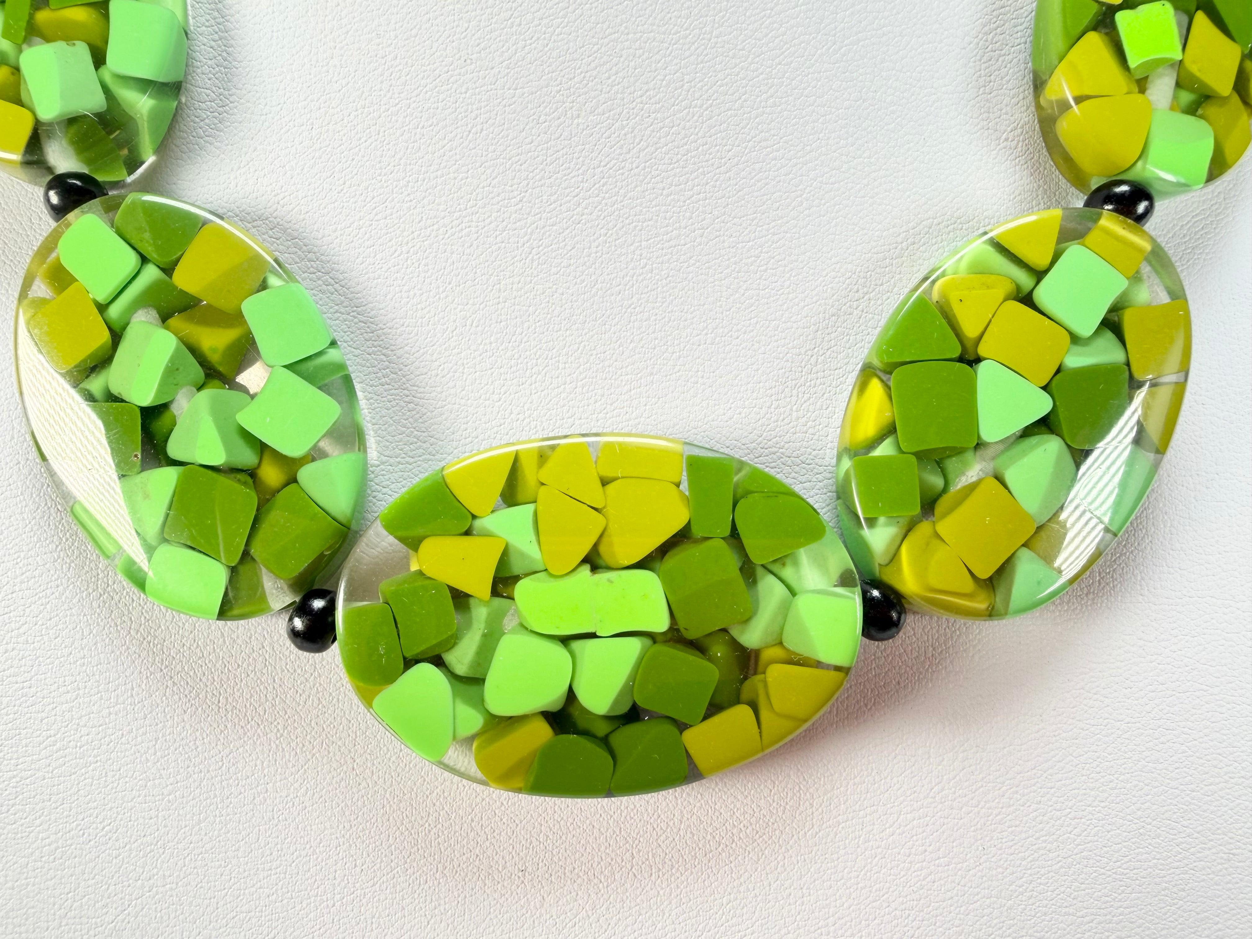 Marion Godart - Confetti "Forme Ovale" Green Mix Resin Necklace