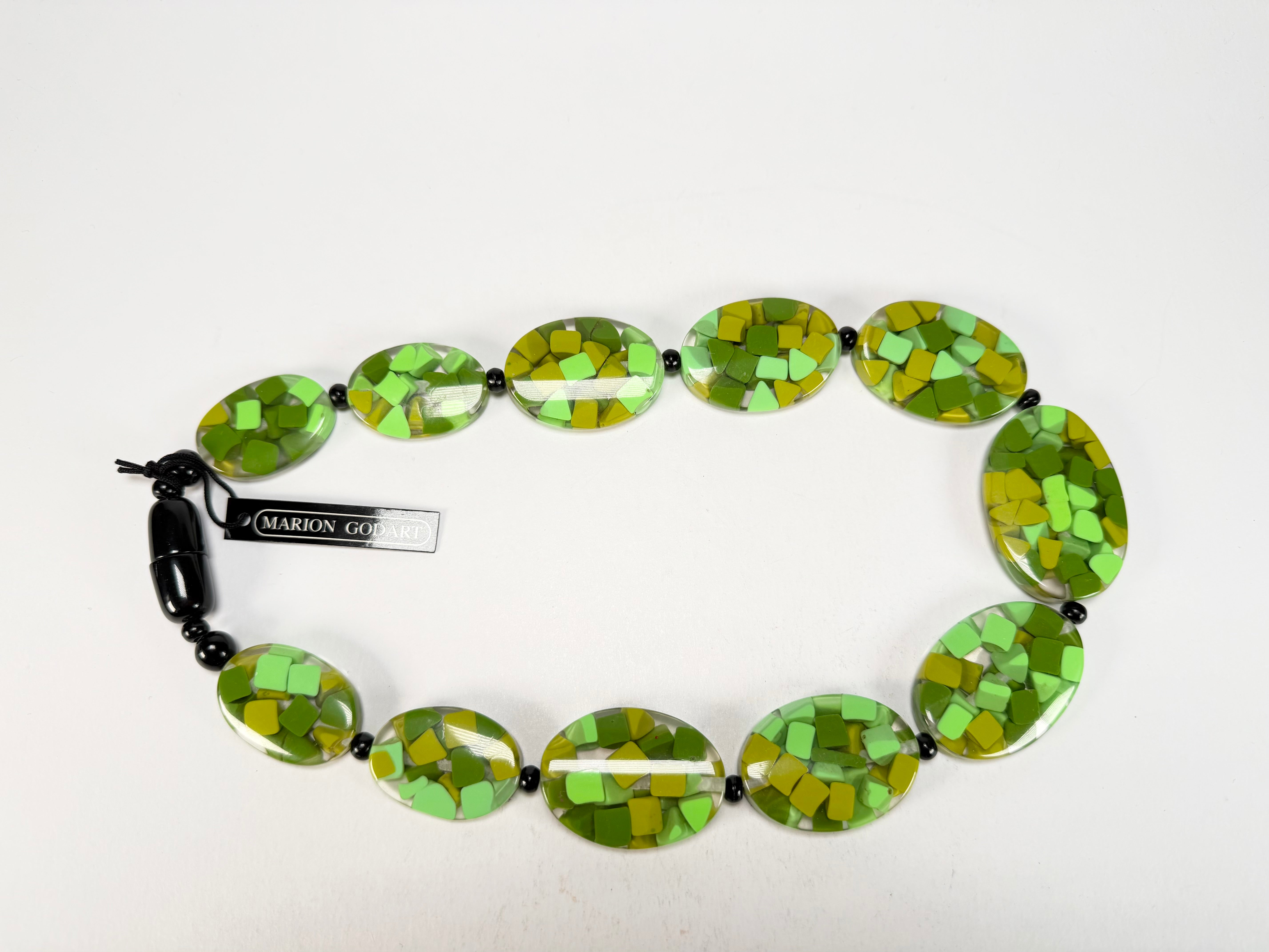 Marion Godart - Confetti "Forme Ovale" Green Mix Resin Necklace