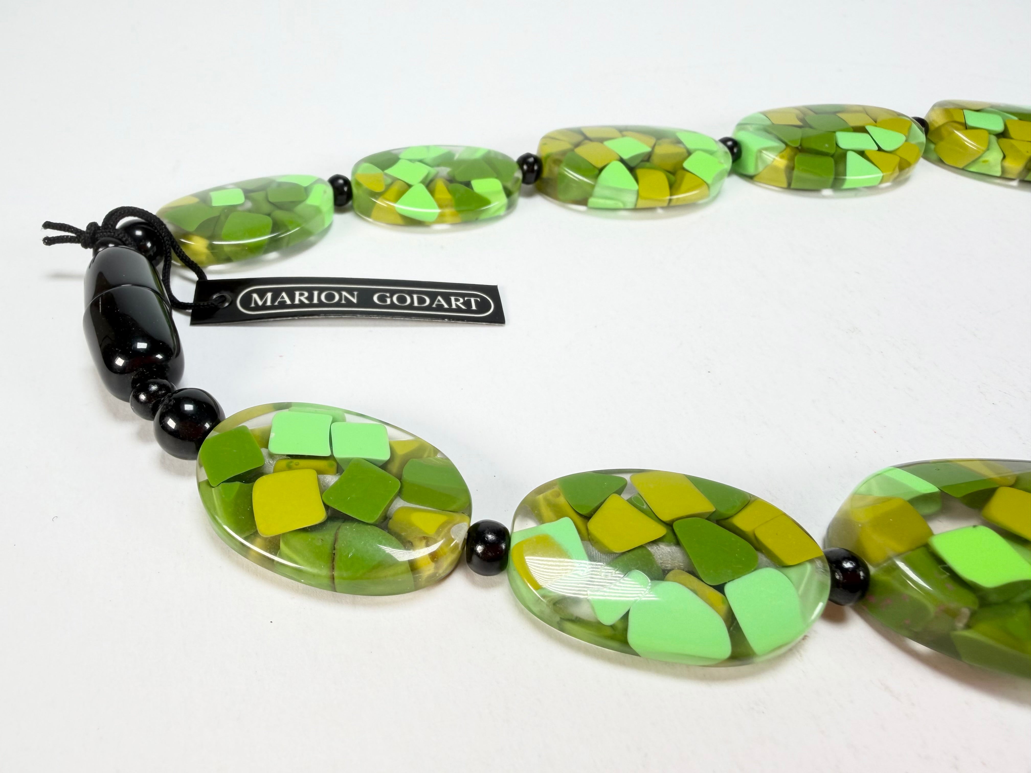 Marion Godart - Confetti "Forme Ovale" Green Mix Resin Necklace