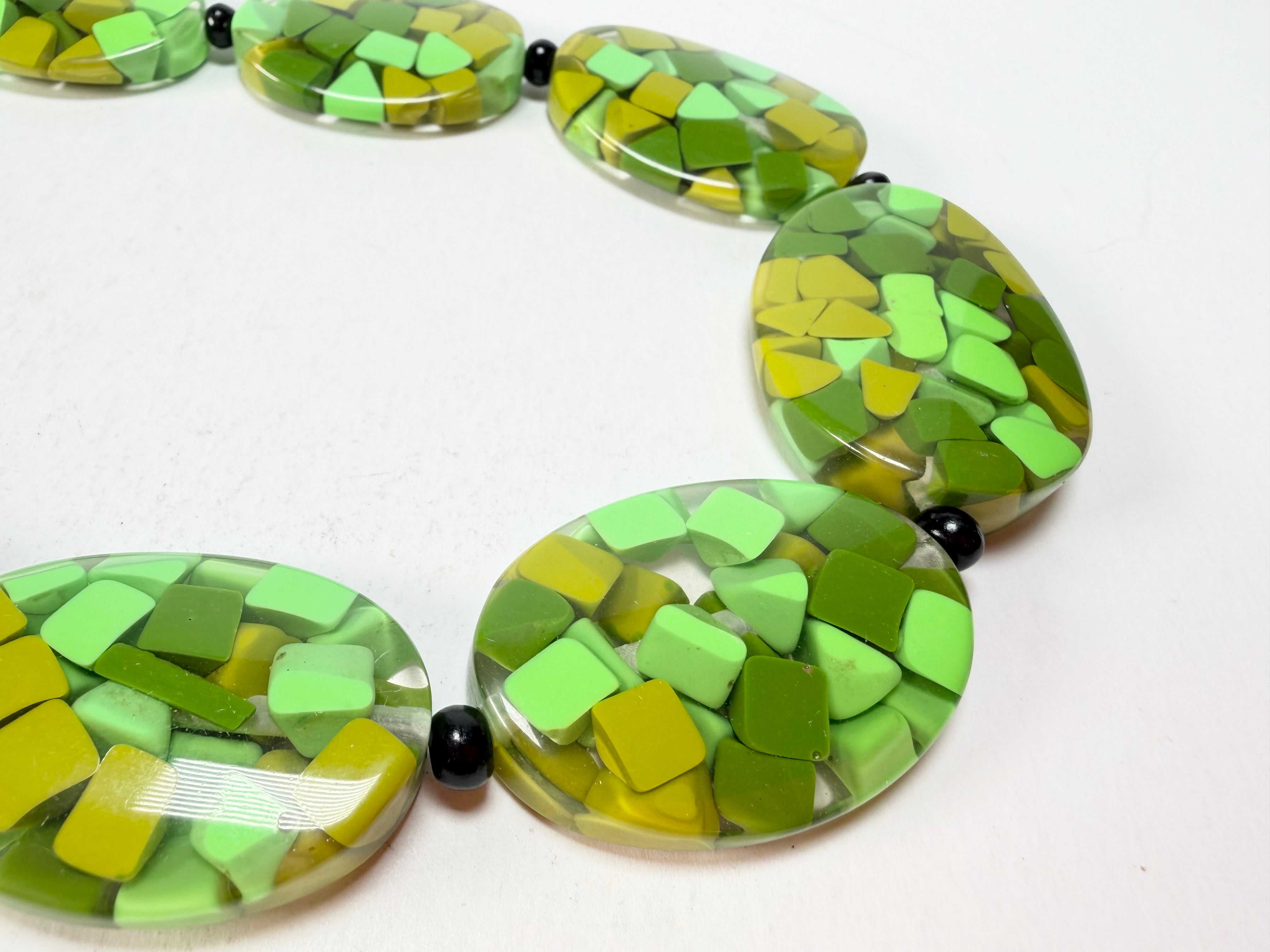 Marion Godart - Confetti "Forme Ovale" Green Mix Resin Necklace