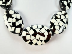 Marion Godart - Confetti "Forme Ovale" Black & White Resin Necklace
