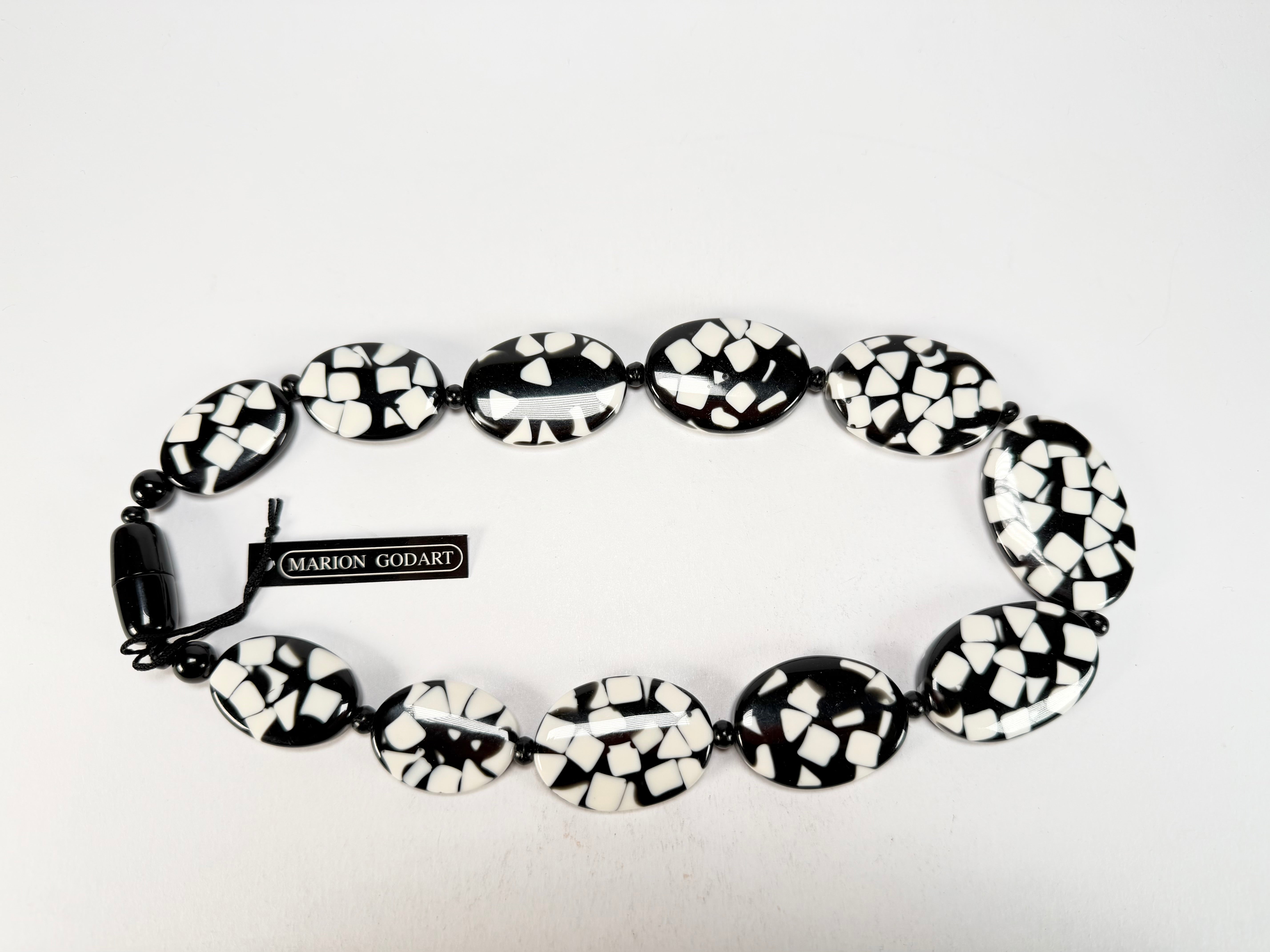 Marion Godart - Confetti "Forme Ovale" Black & White Resin Necklace