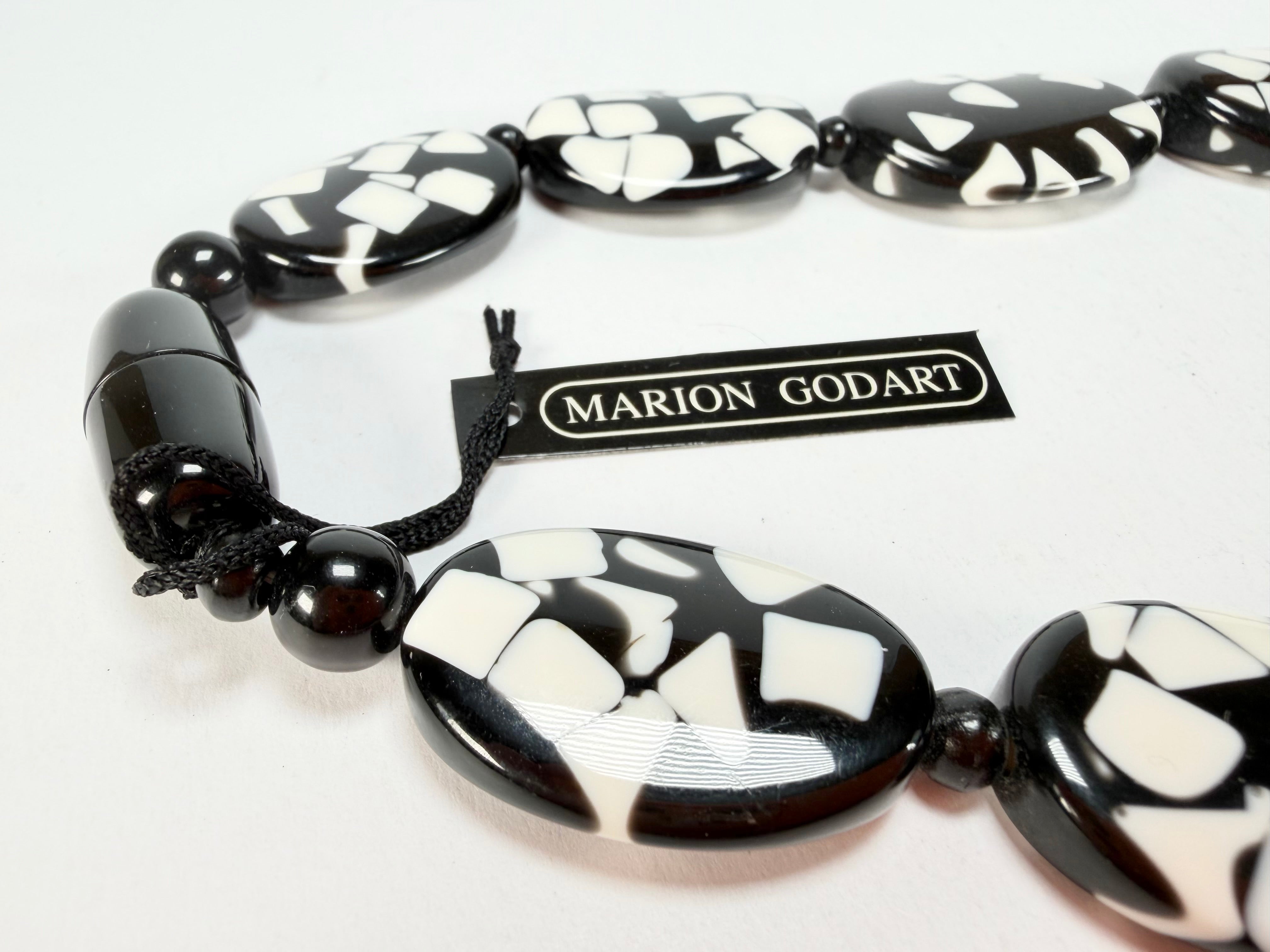 Marion Godart - Confetti "Forme Ovale" Black & White Resin Necklace