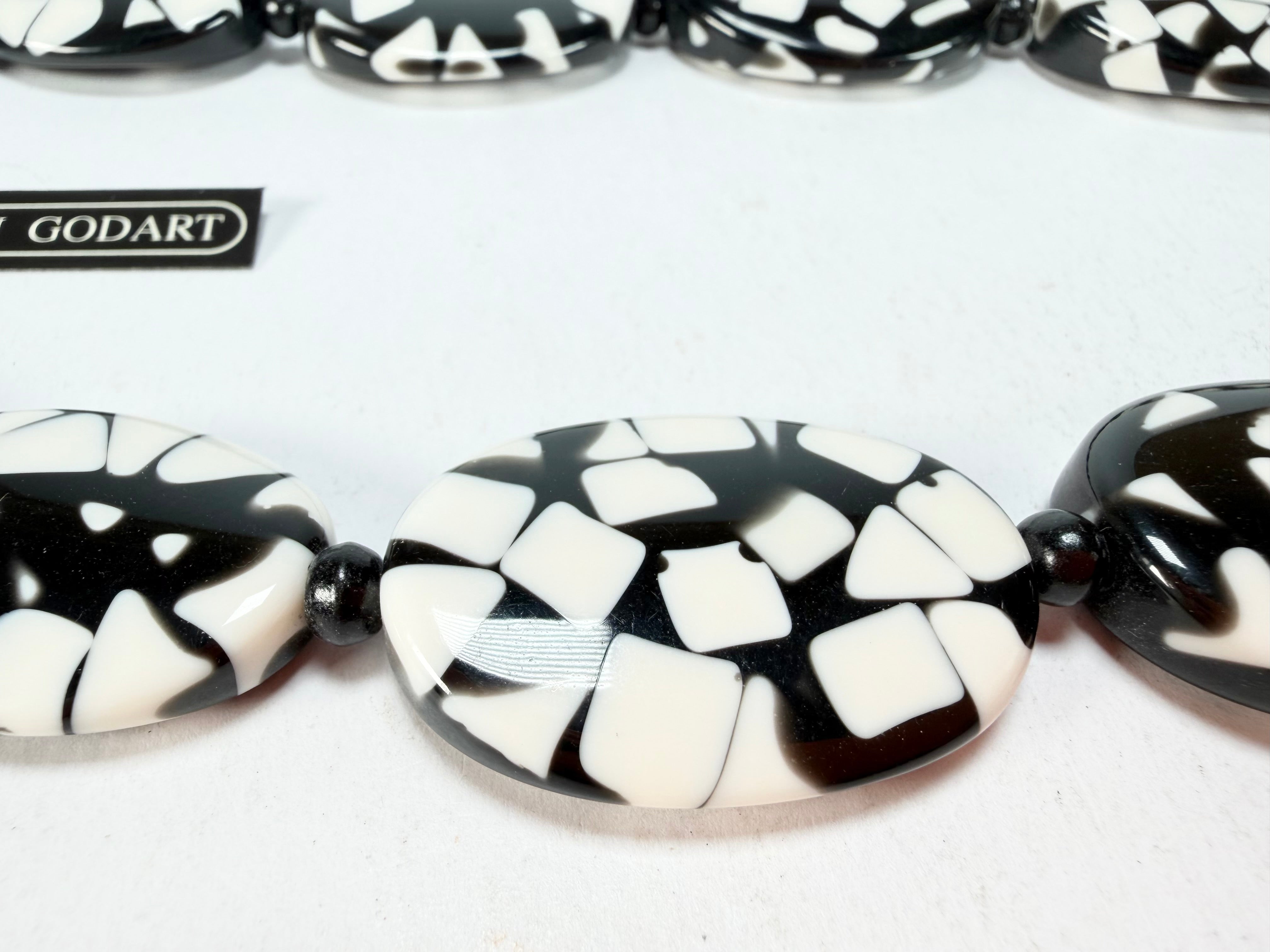 Marion Godart - Confetti "Forme Ovale" Black & White Resin Necklace