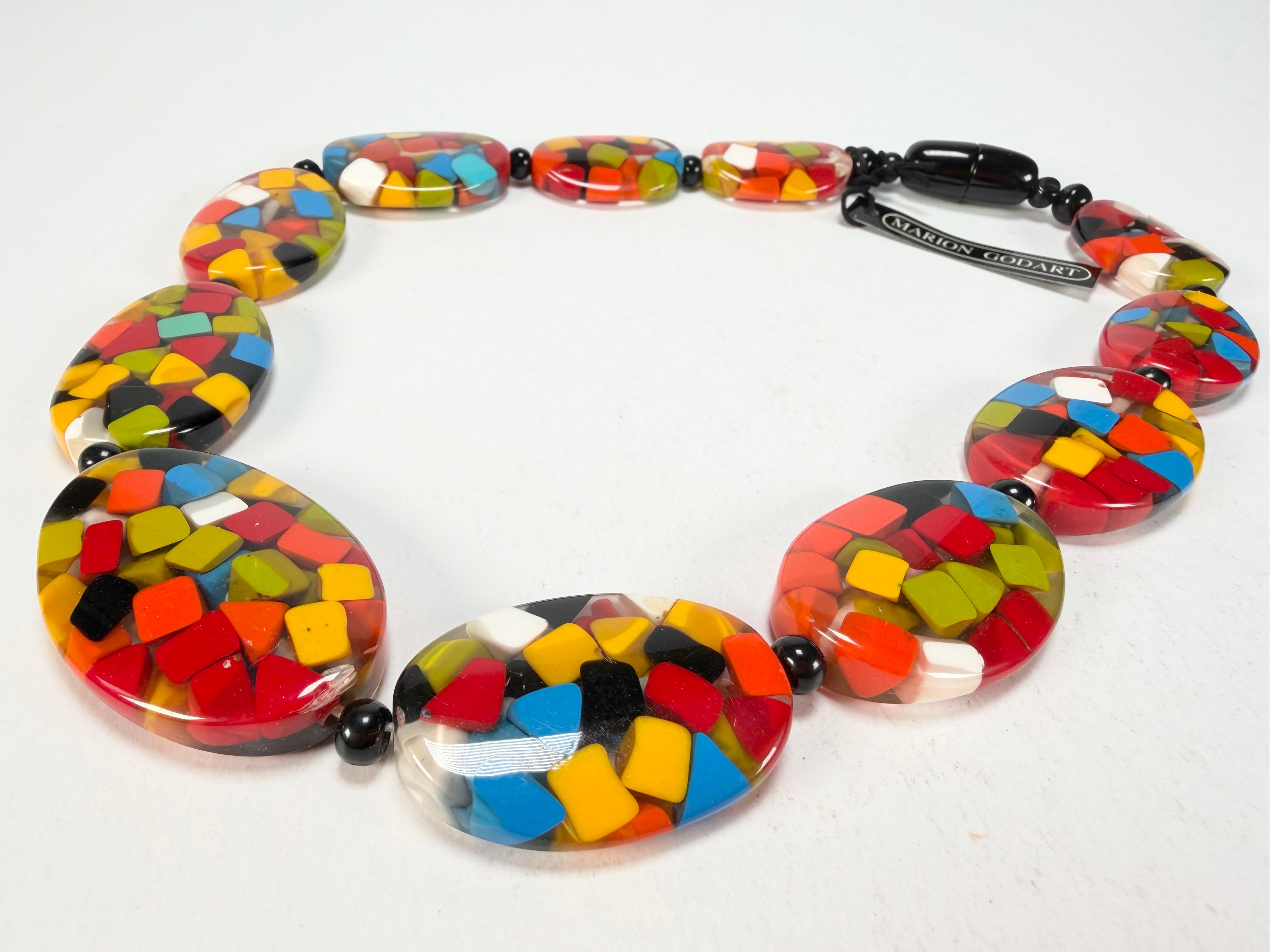 Marion Godart - Confetti "Forme Ovale" Black + Summer Mix Resin Necklace