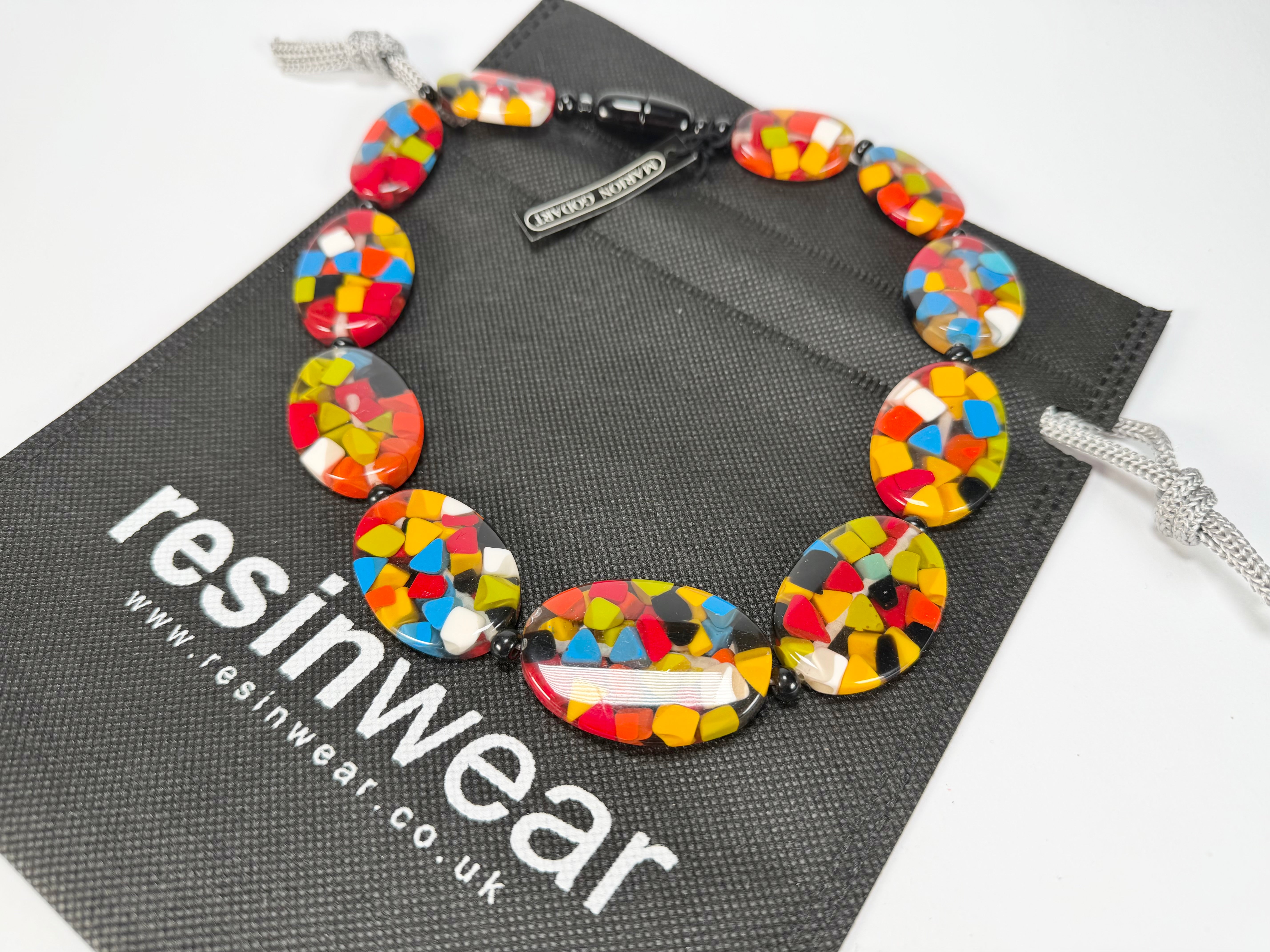 Marion Godart - Confetti "Forme Ovale" Black + Summer Mix Resin Necklace