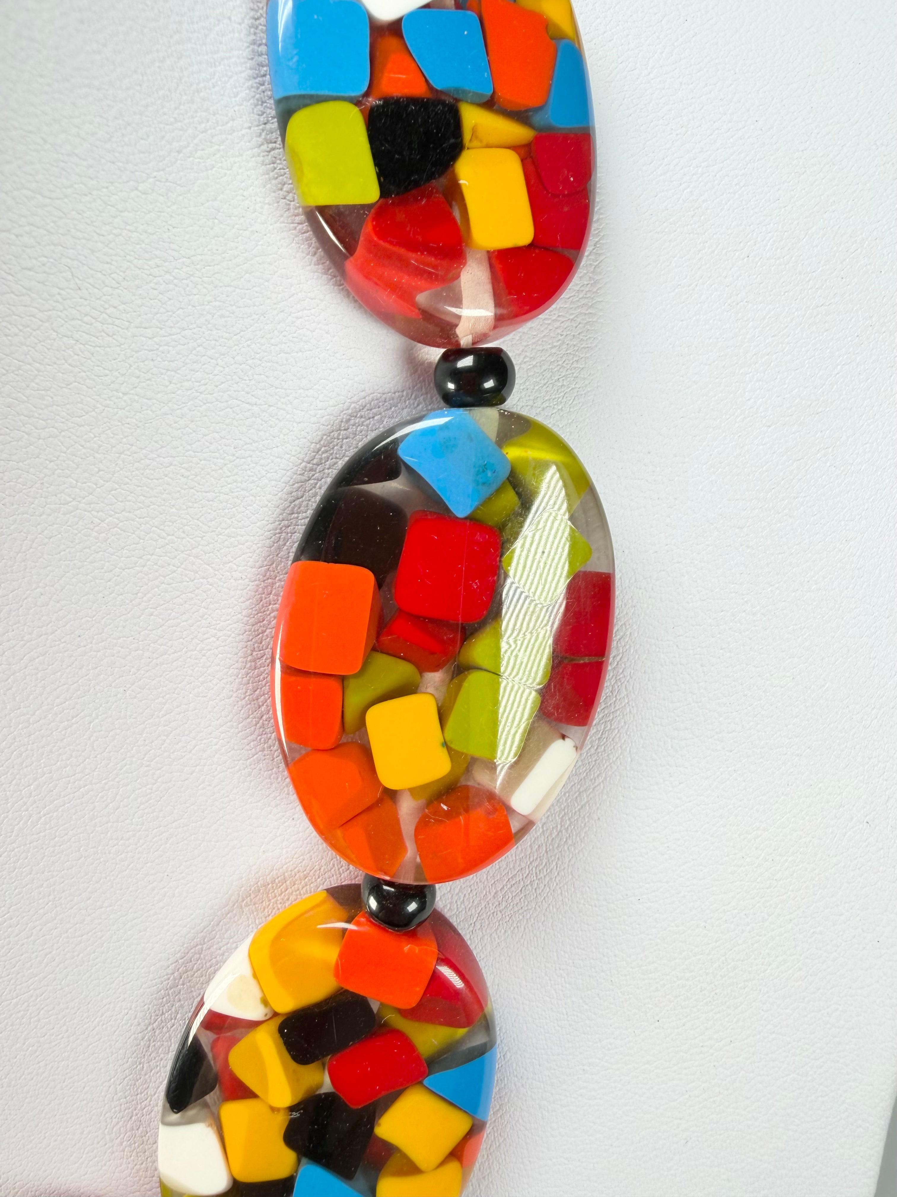 Marion Godart - Confetti "Forme Ovale" Black + Summer Mix Resin Necklace