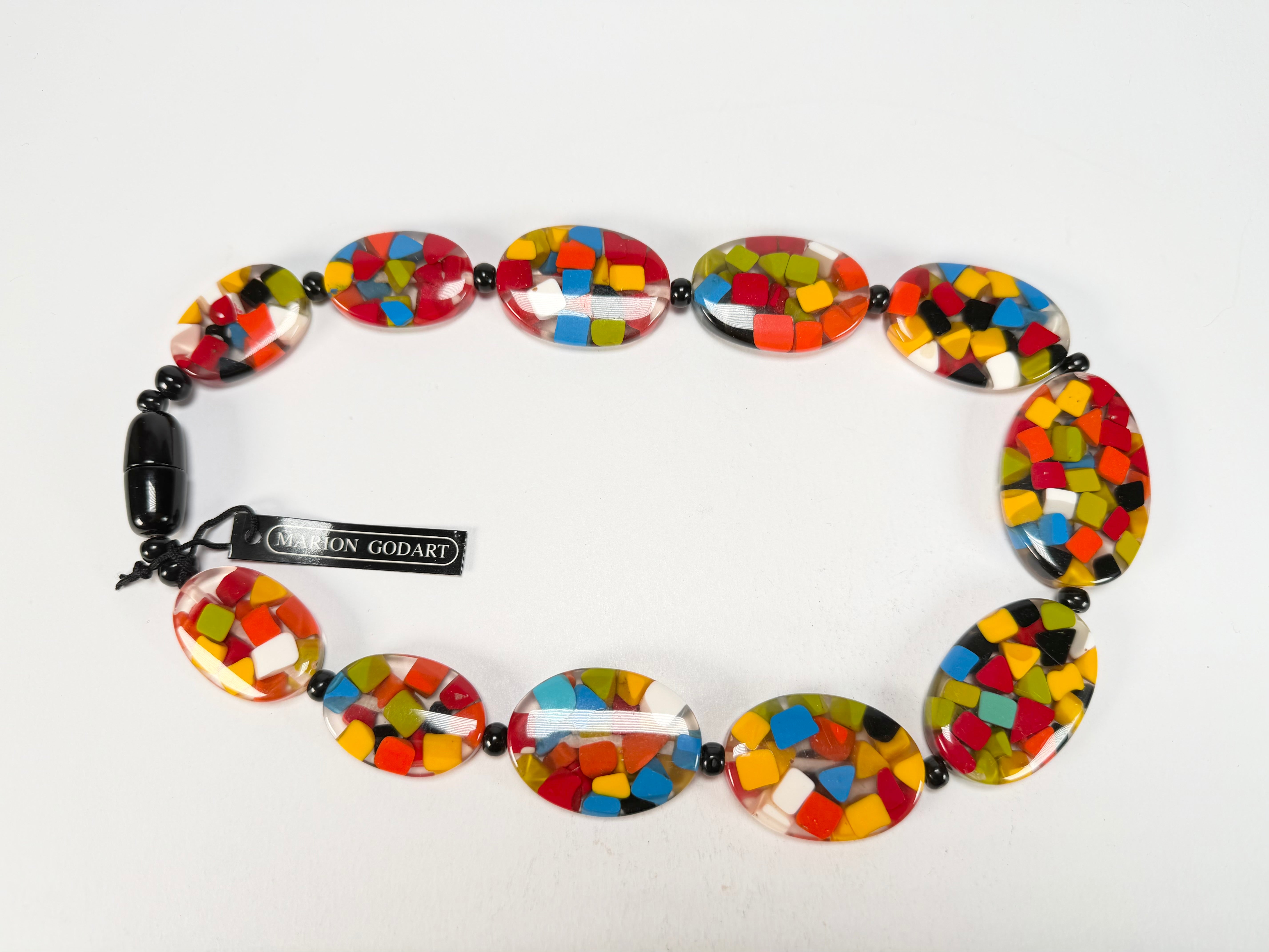 Marion Godart - Confetti "Forme Ovale" Black + Summer Mix Resin Necklace