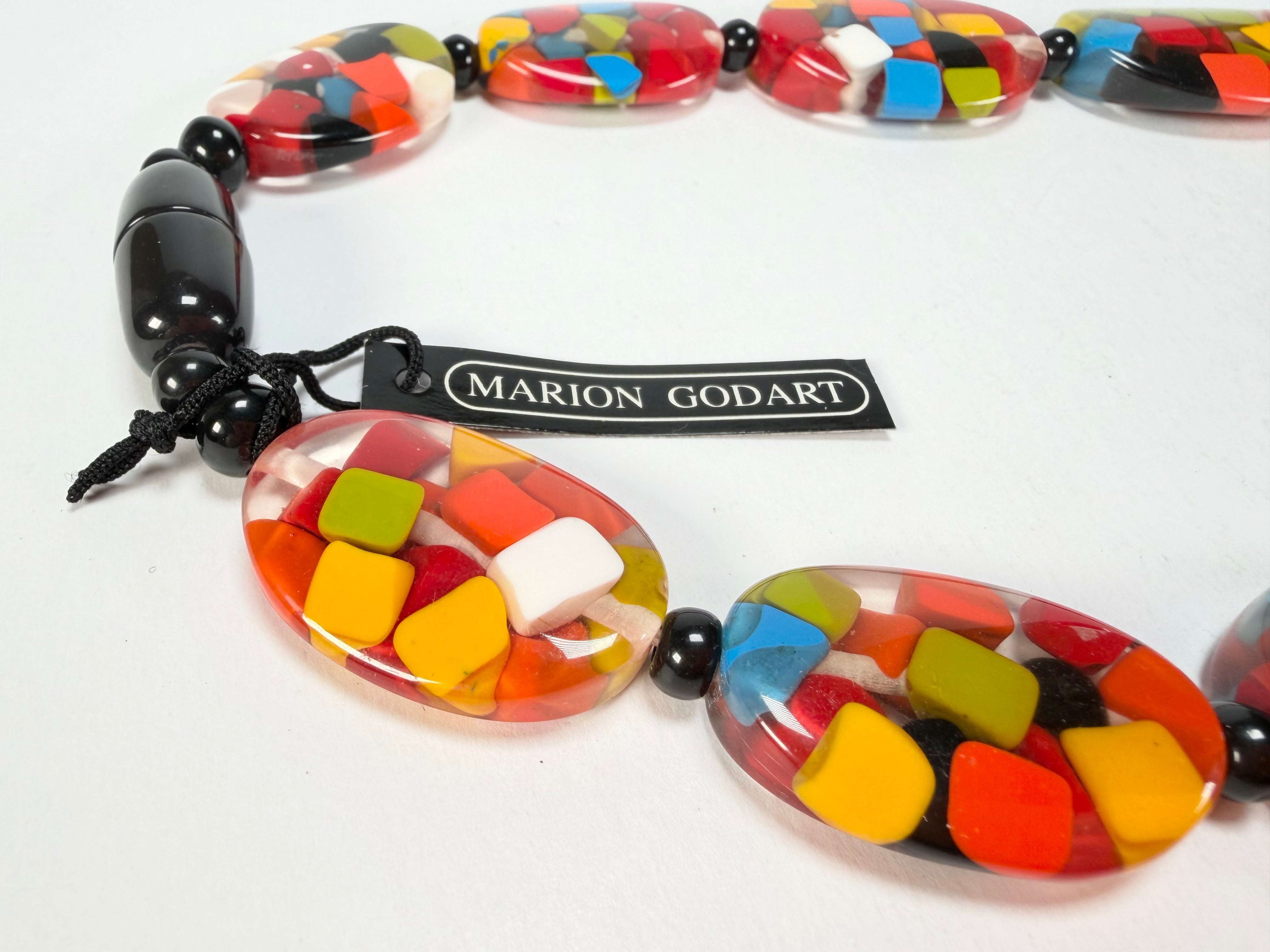 Marion Godart - Confetti "Forme Ovale" Black + Summer Mix Resin Necklace