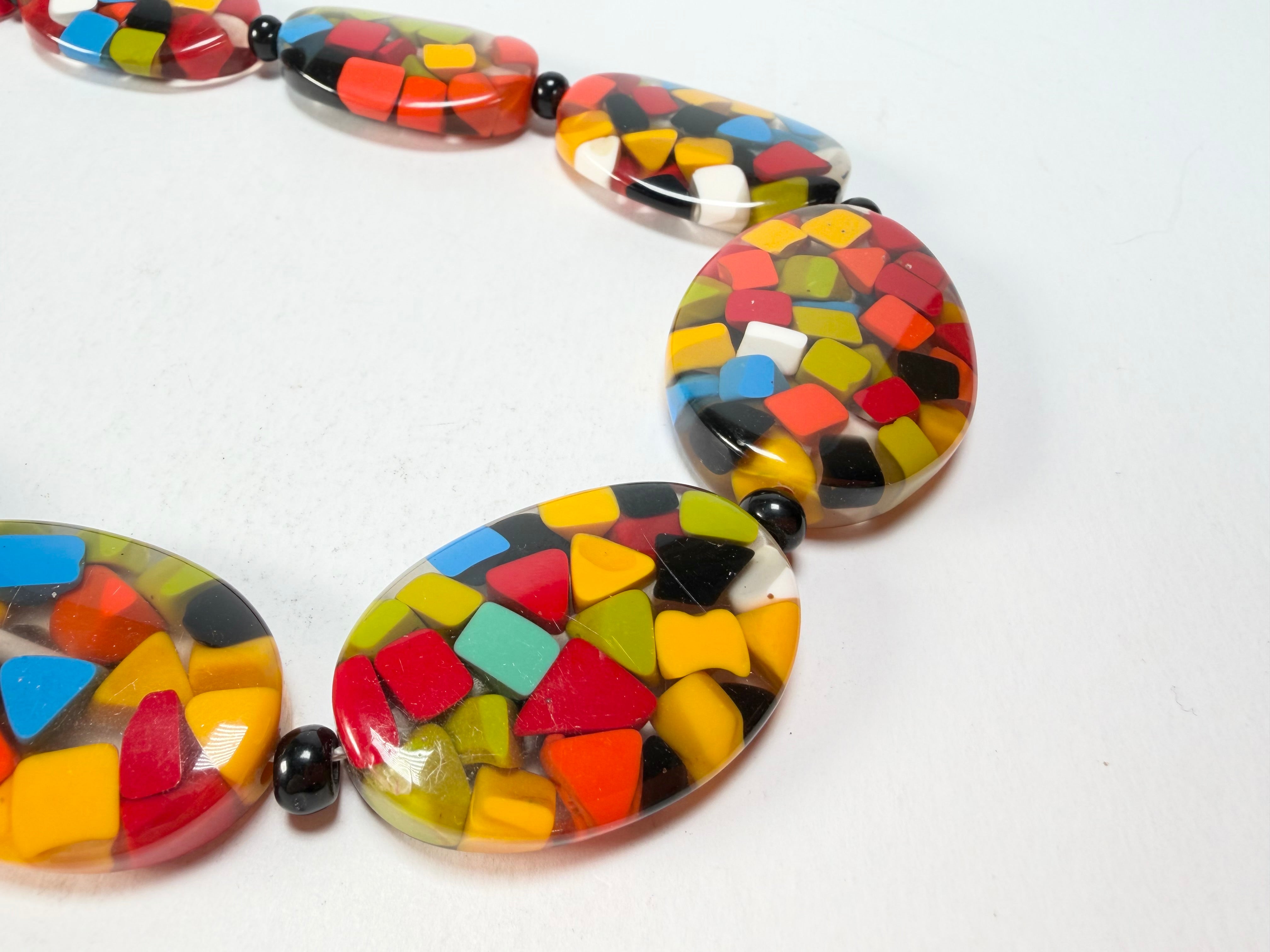 Marion Godart - Confetti "Forme Ovale" Black + Summer Mix Resin Necklace
