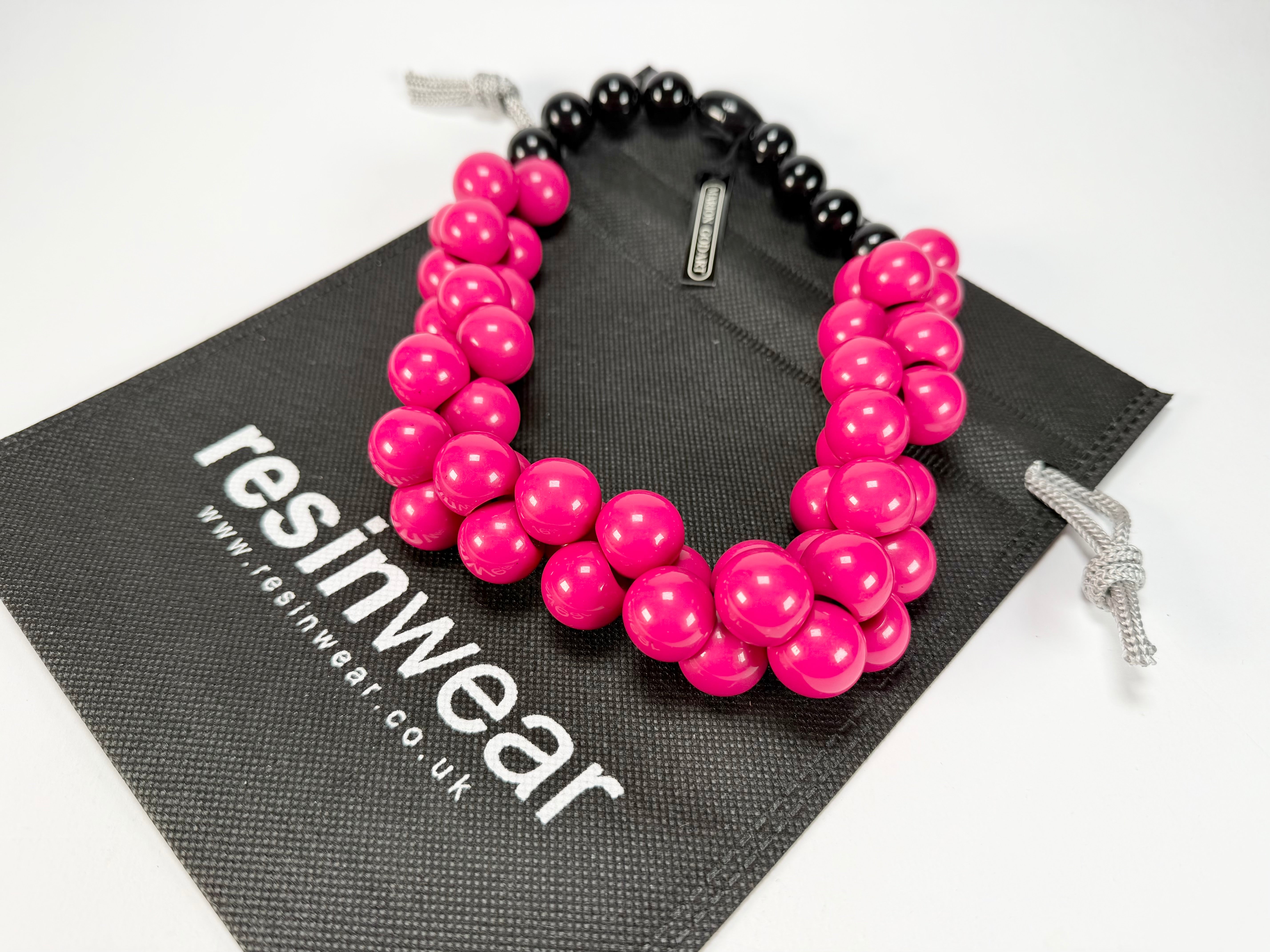 Marion Godart - Grapes "Poignée" Hot Pink Large Cluster Resin Necklace