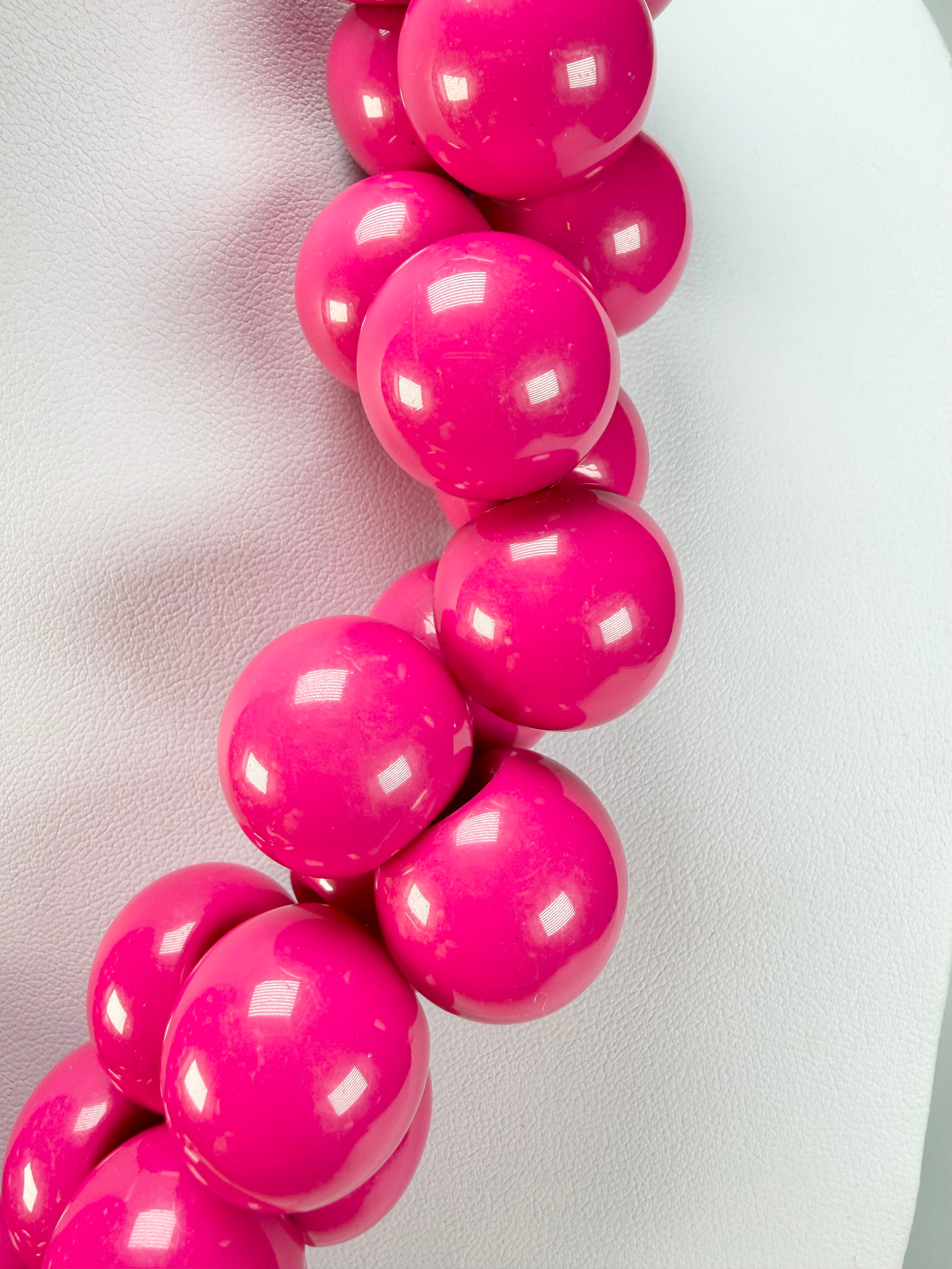 Marion Godart - Grapes "Poignée" Hot Pink Large Cluster Resin Necklace