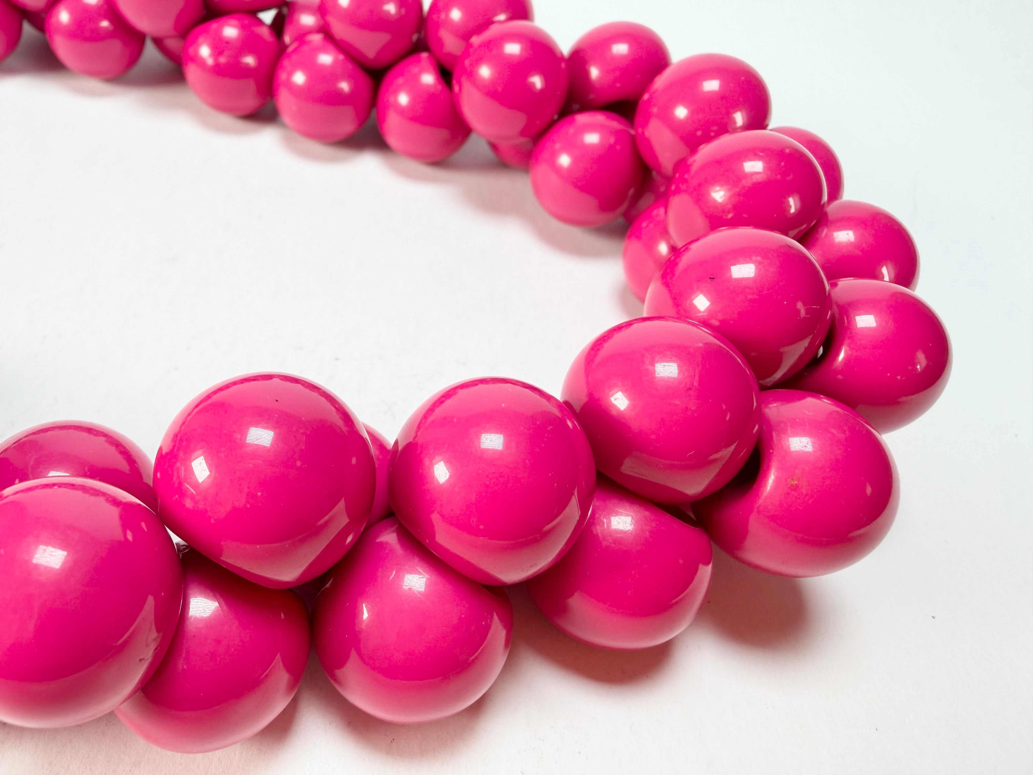 Marion Godart - Grapes "Poignée" Hot Pink Large Cluster Resin Necklace