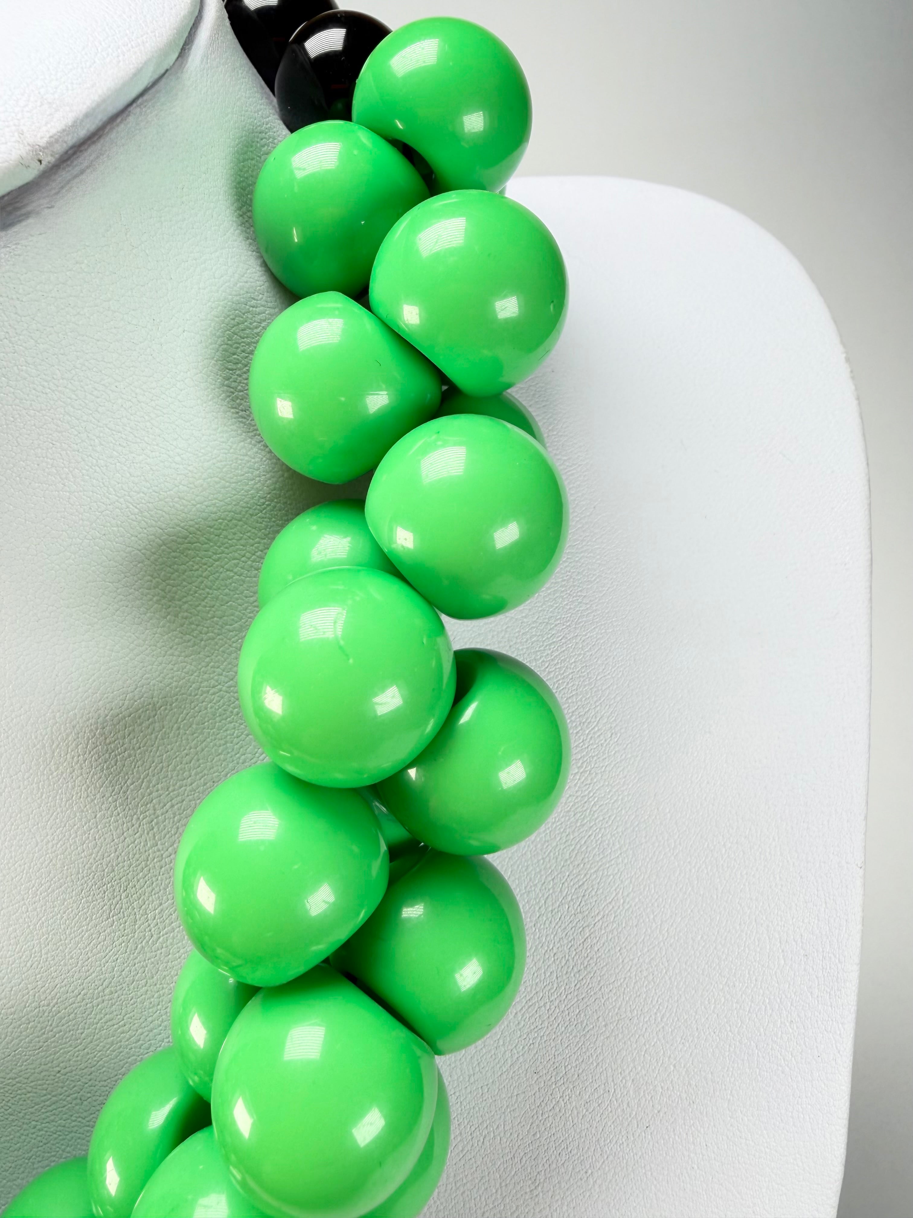 Marion Godart - Grapes "Poignée" Bright Green Large Cluster Resin Necklace