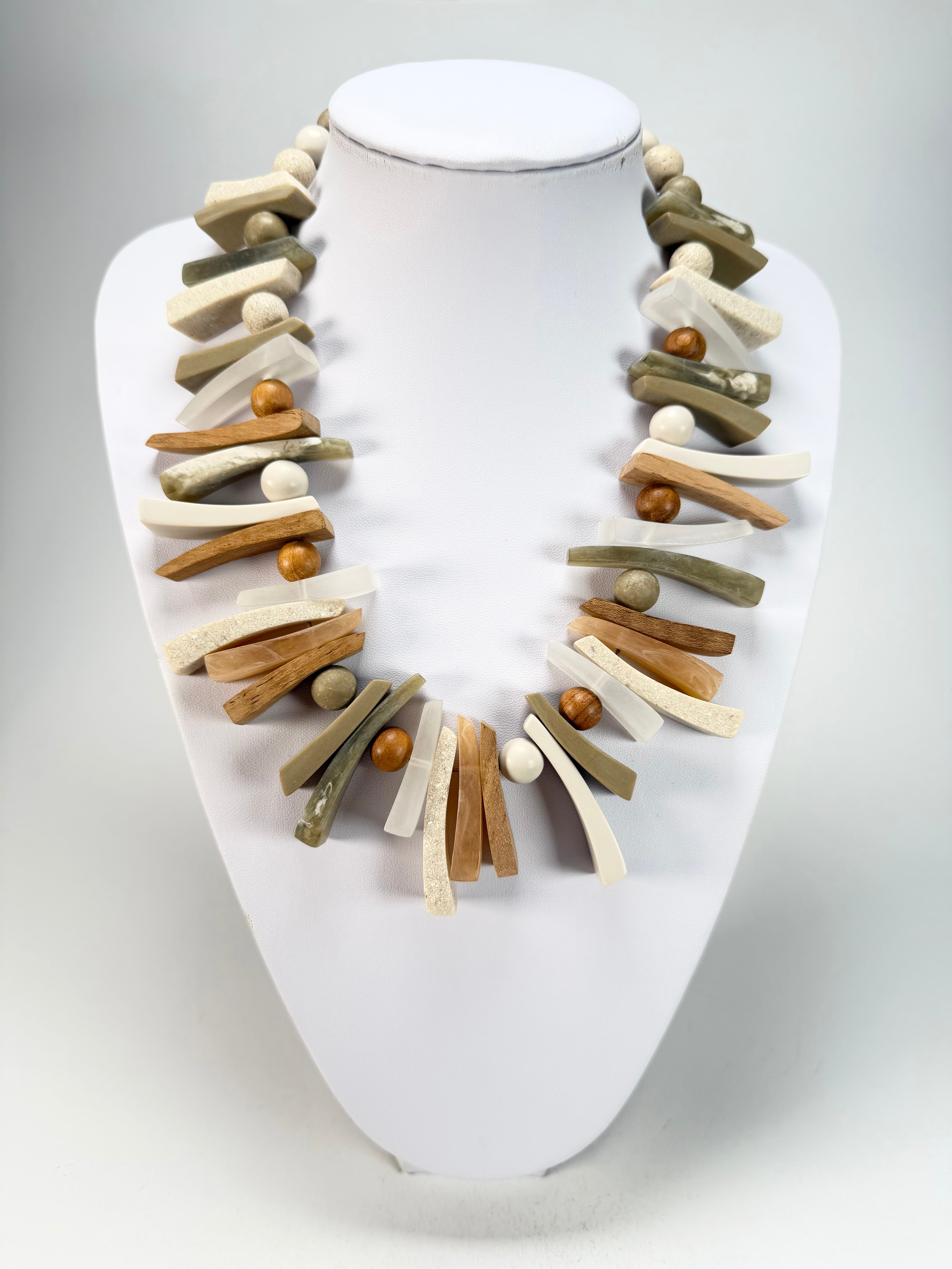 Marion Godart - Natural "Bois Flotté" Earth Tones Resin Necklace