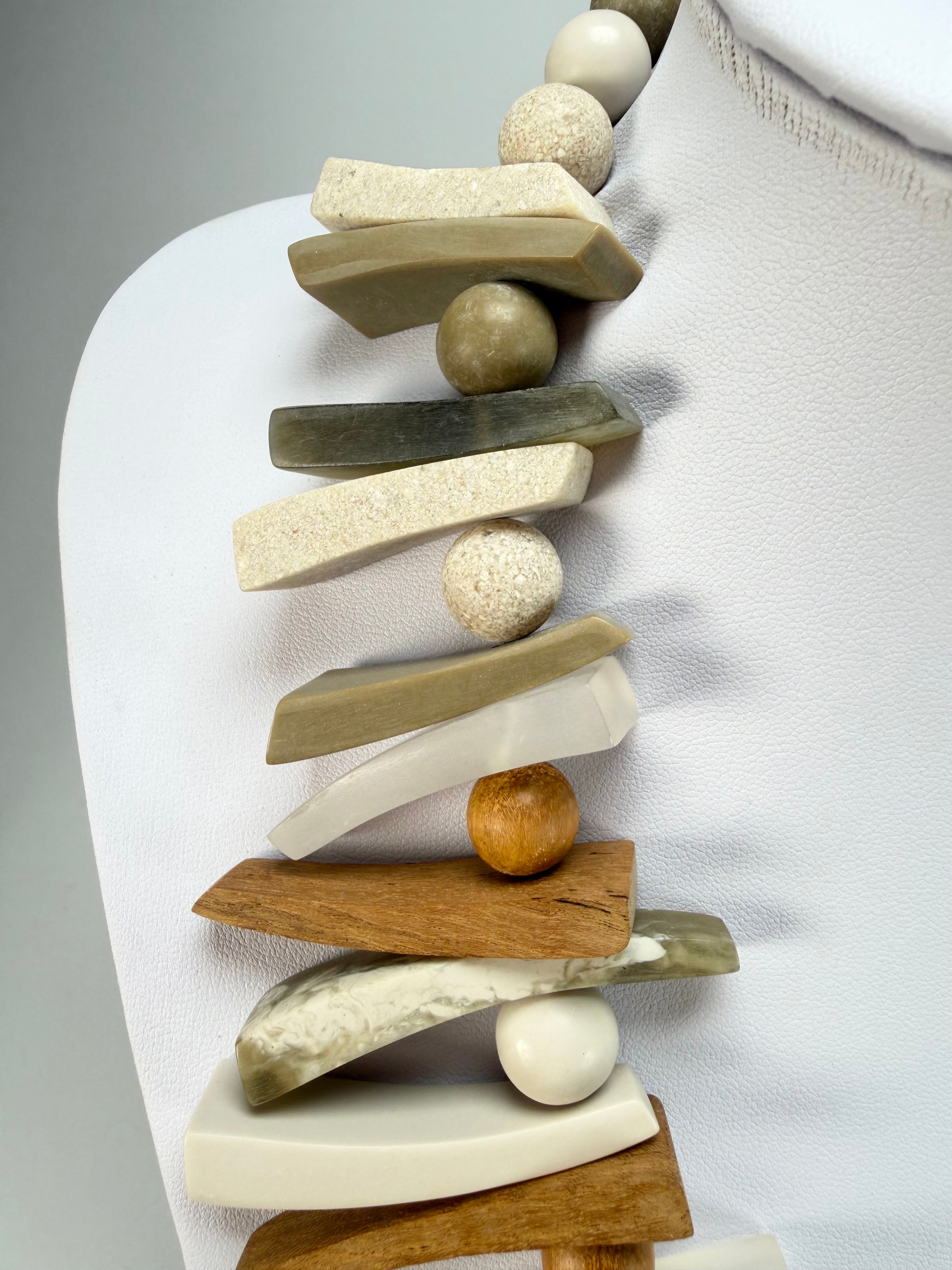 Marion Godart - Natural "Bois Flotté" Earth Tones Resin Necklace