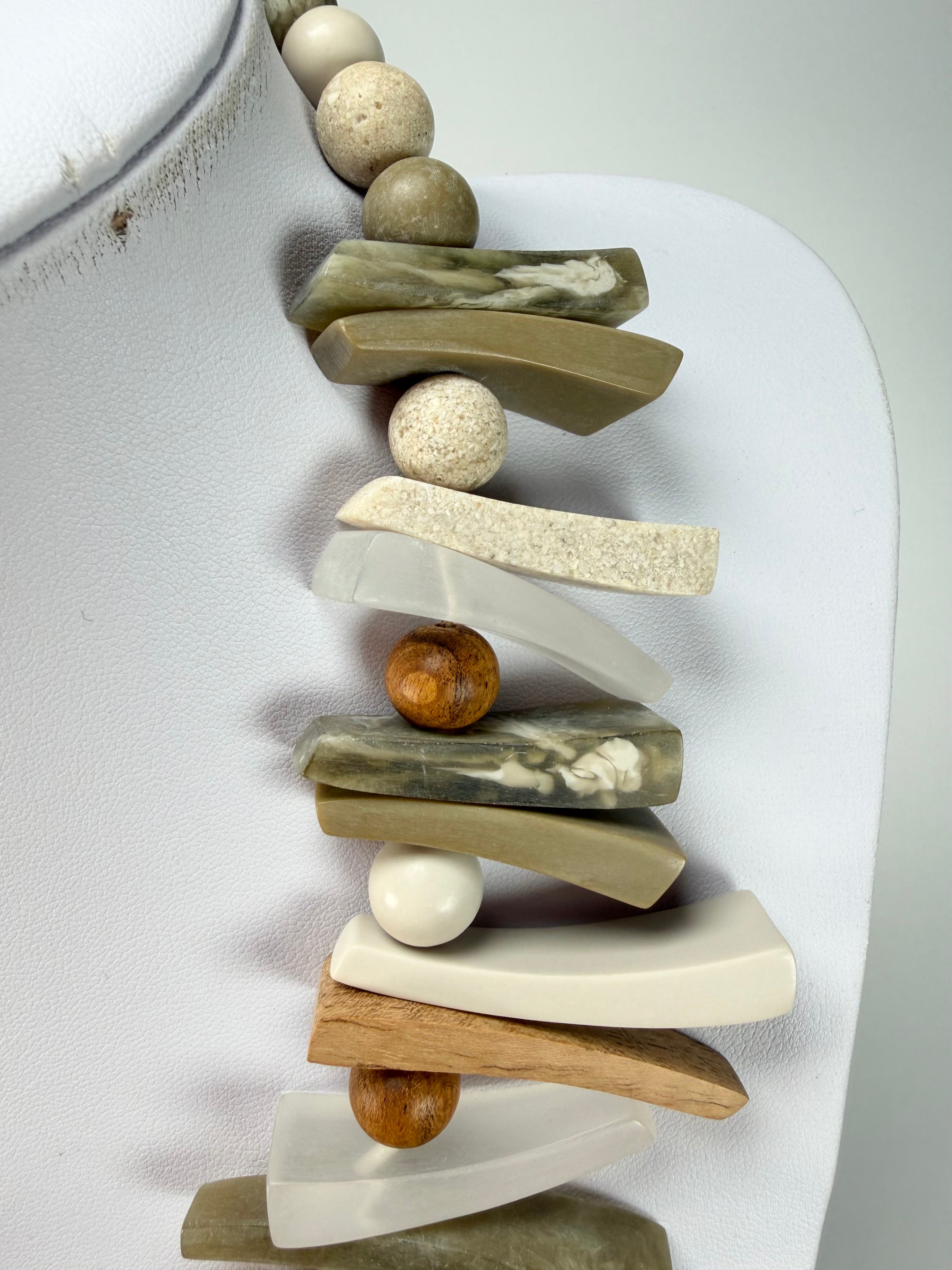 Marion Godart - Natural "Bois Flotté" Earth Tones Resin Necklace