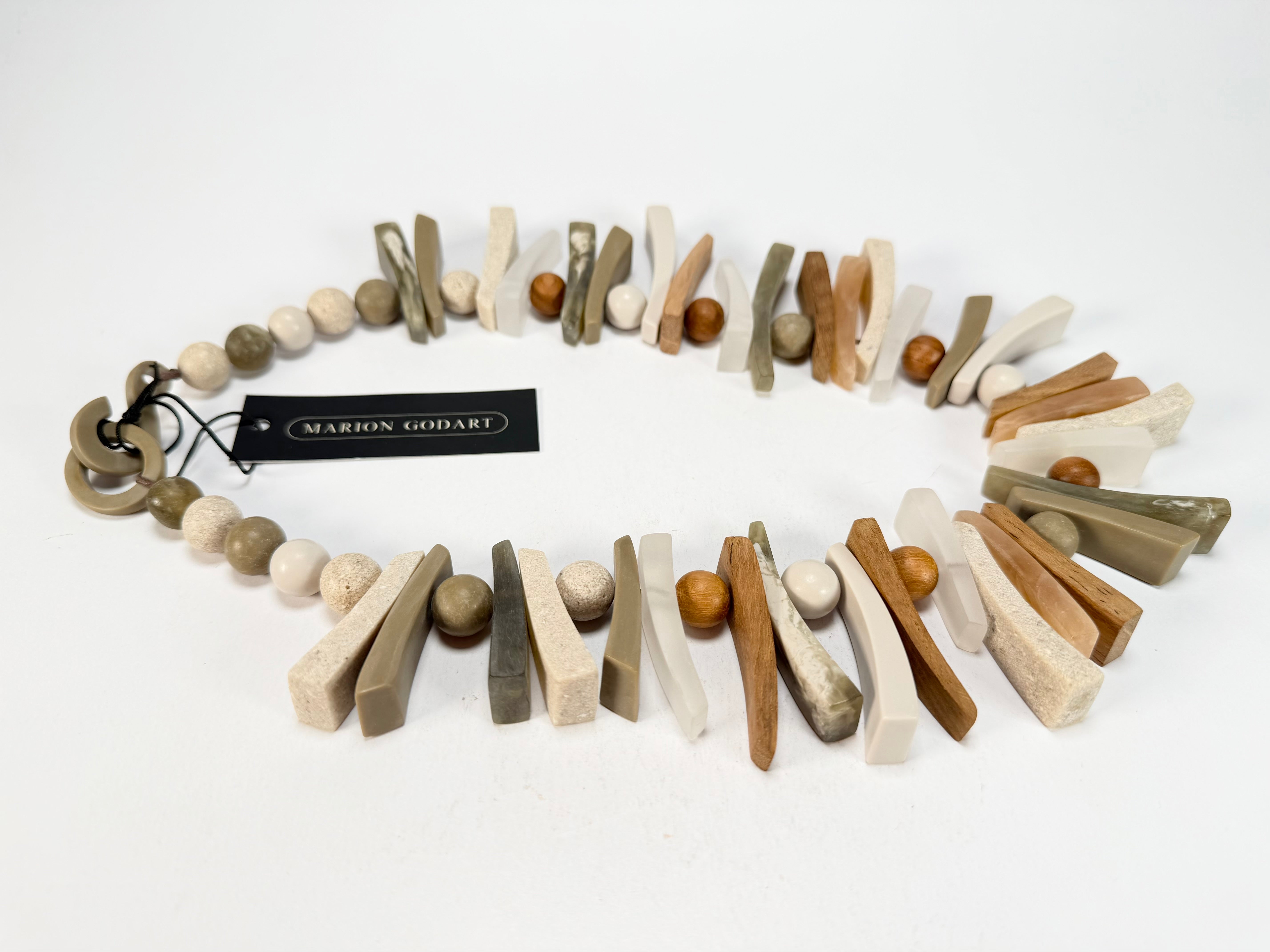 Marion Godart - Natural "Bois Flotté" Earth Tones Resin Necklace