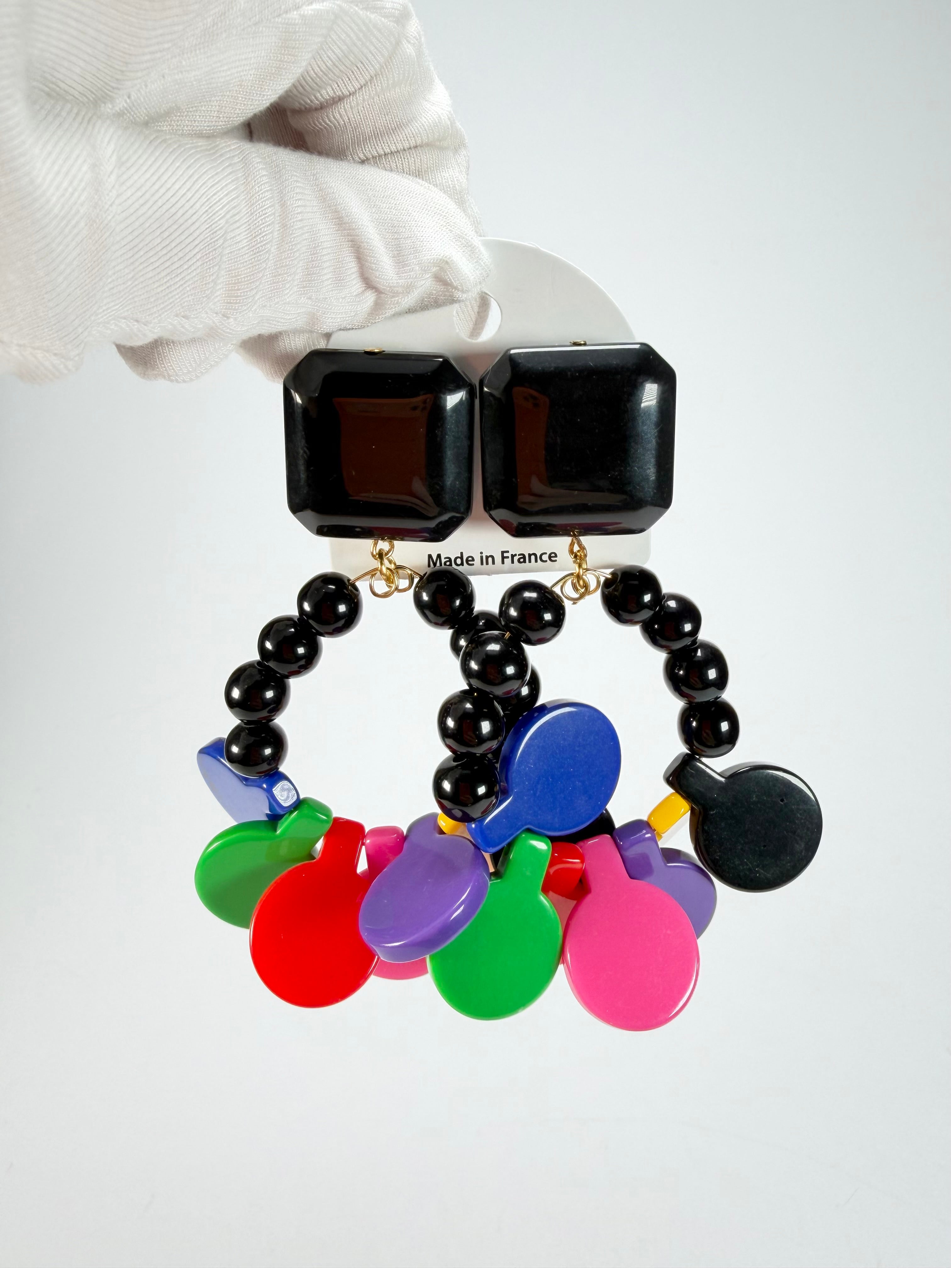 Marion Godart - BSX "Boutons" Multi-Colour Mix Resin Clip On Earrings