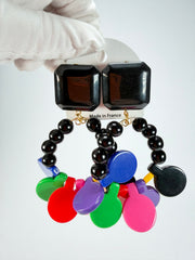 Marion Godart - BSX "Boutons" Multi-Colour Mix Resin Clip On Earrings