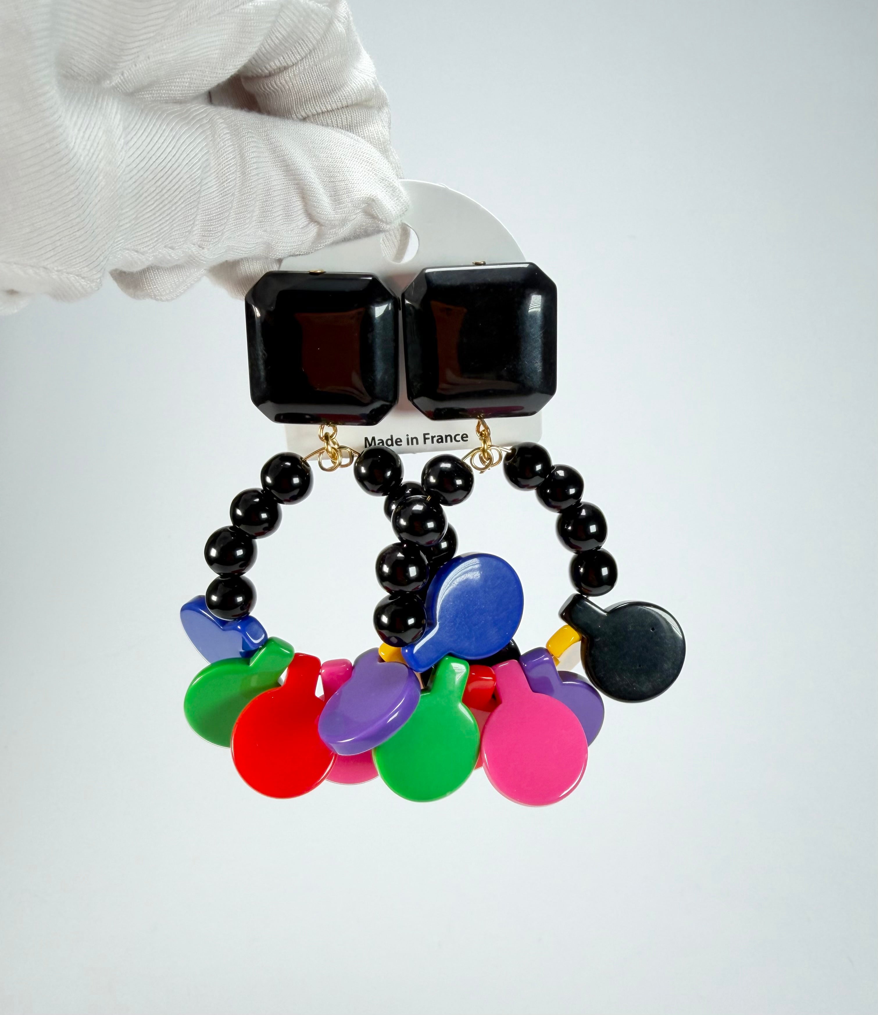 Marion Godart - BSX "Boutons" Multi-Colour Mix Resin Clip On Earrings