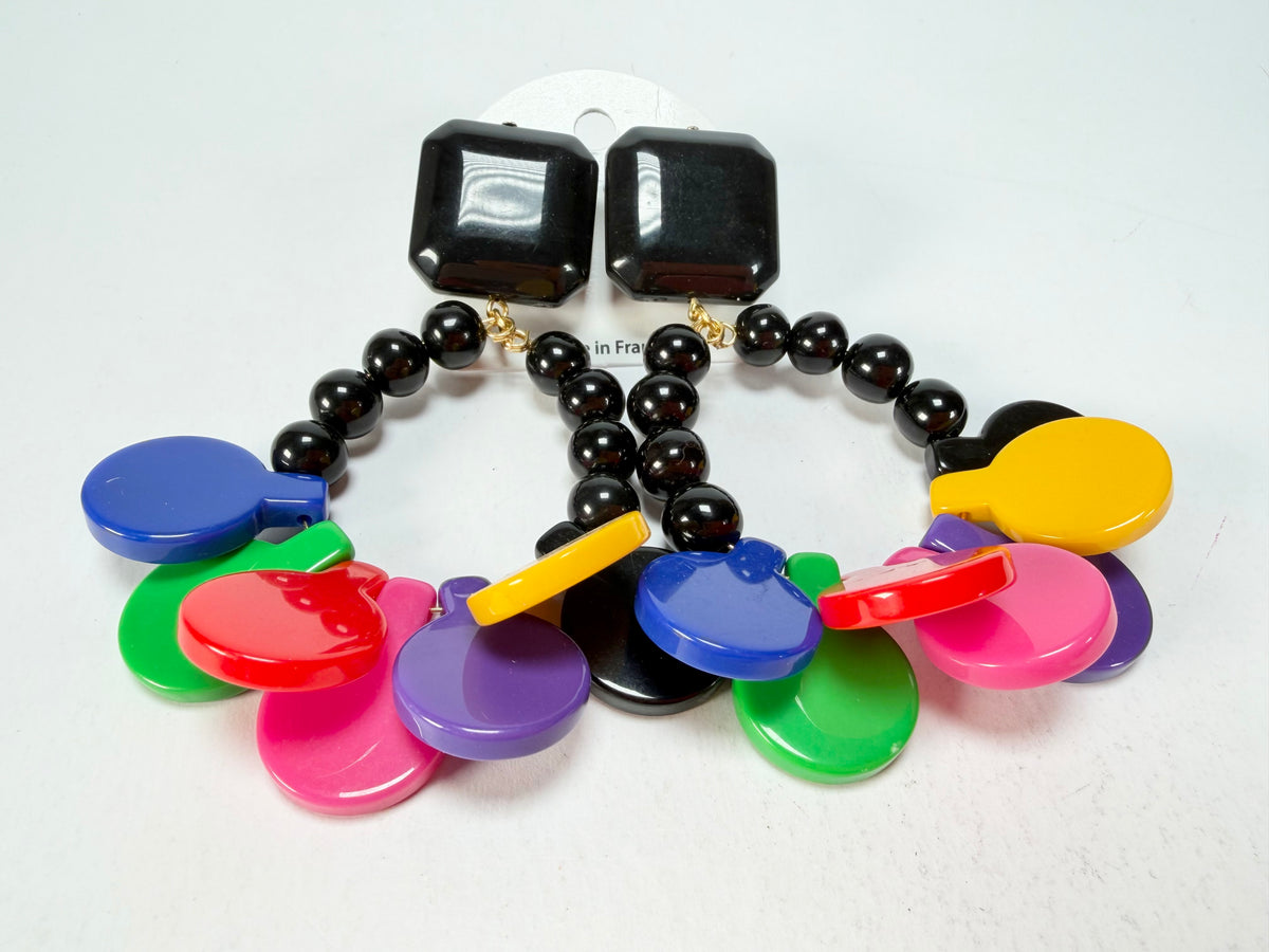 Marion Godart - BSX "Boutons" Multi-Colour Mix Resin Clip On Earrings