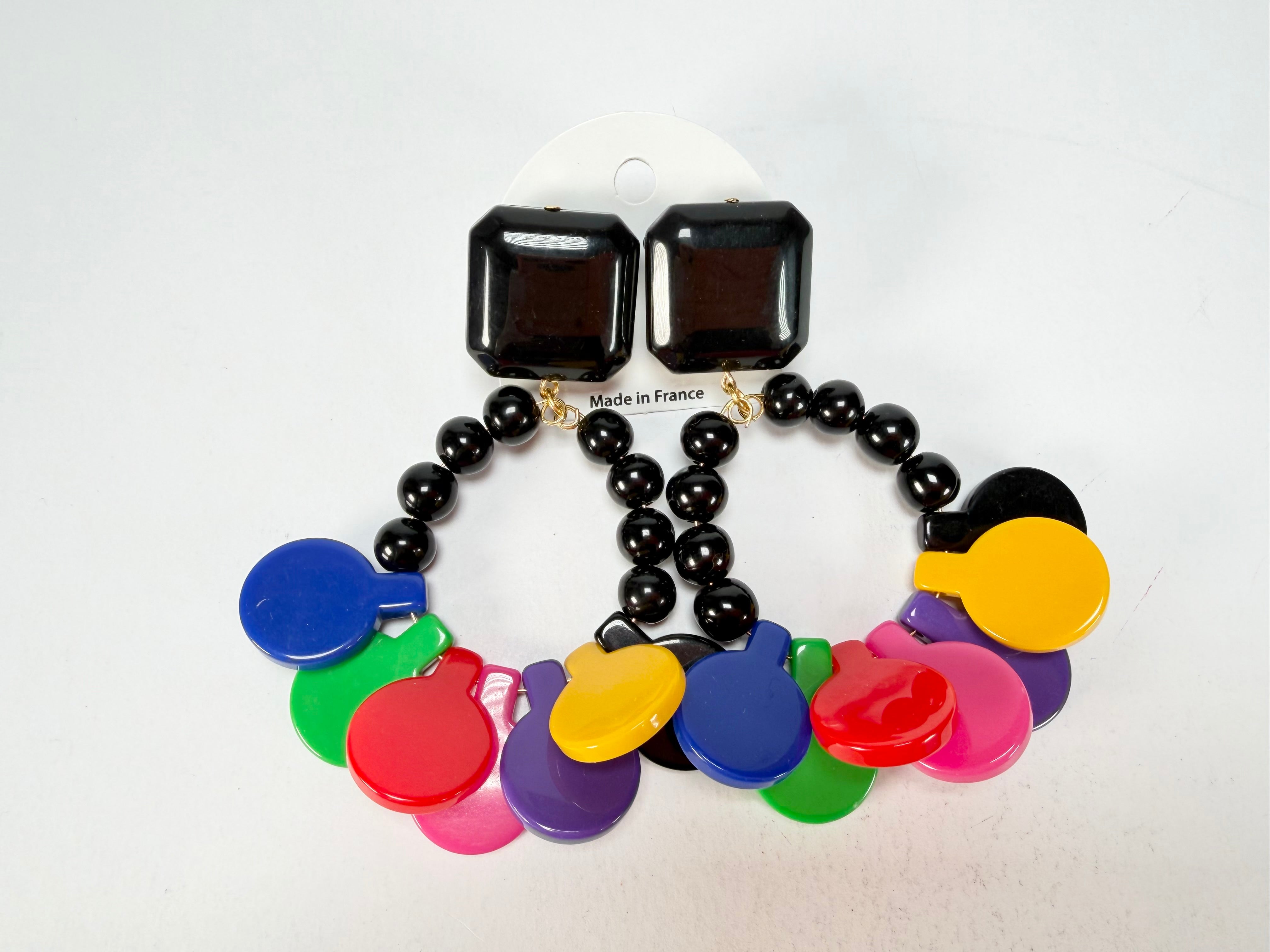 Marion Godart - BSX "Boutons" Multi-Colour Mix Resin Clip On Earrings