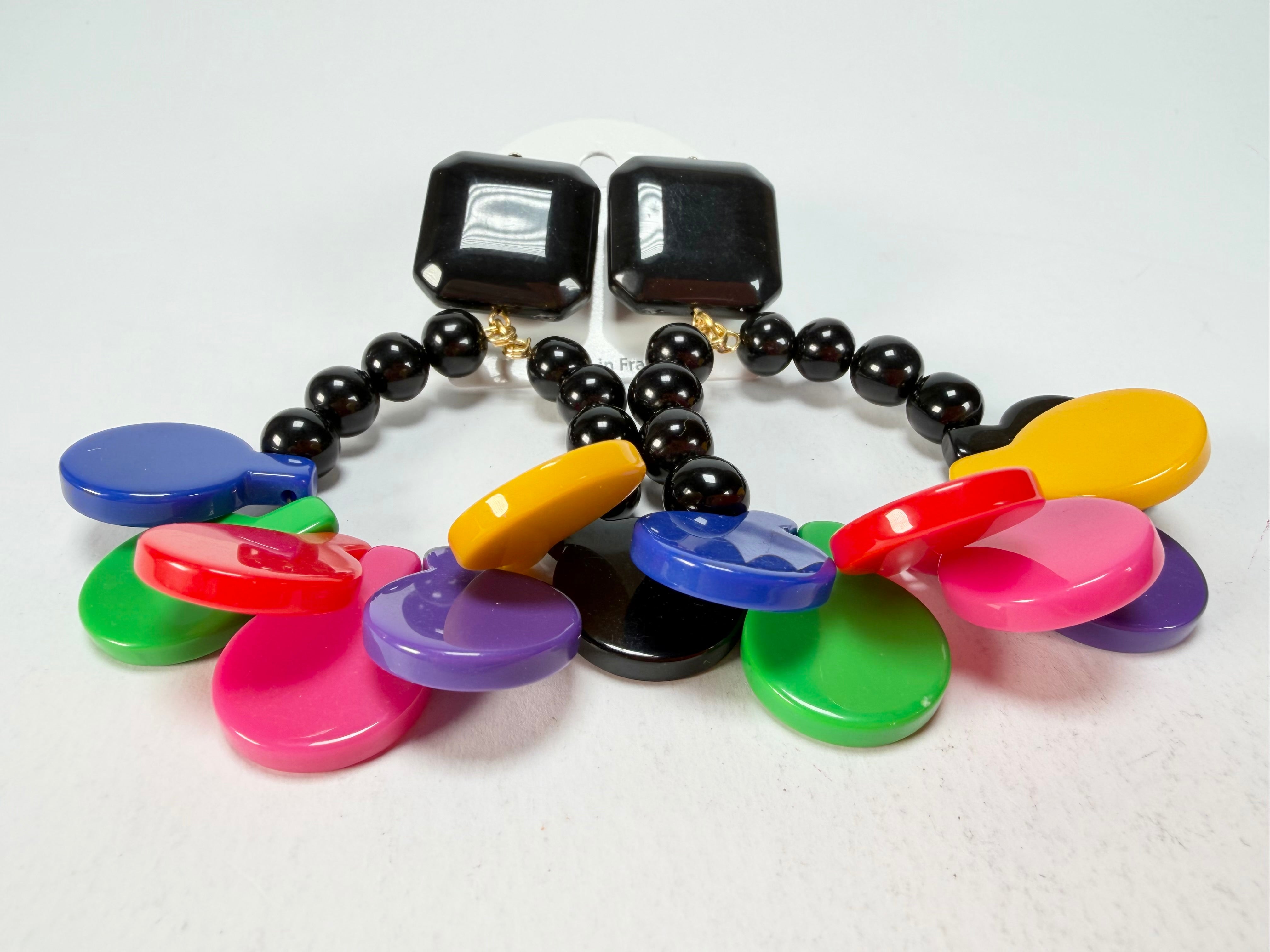 Marion Godart - BSX "Boutons" Multi-Colour Mix Resin Clip On Earrings